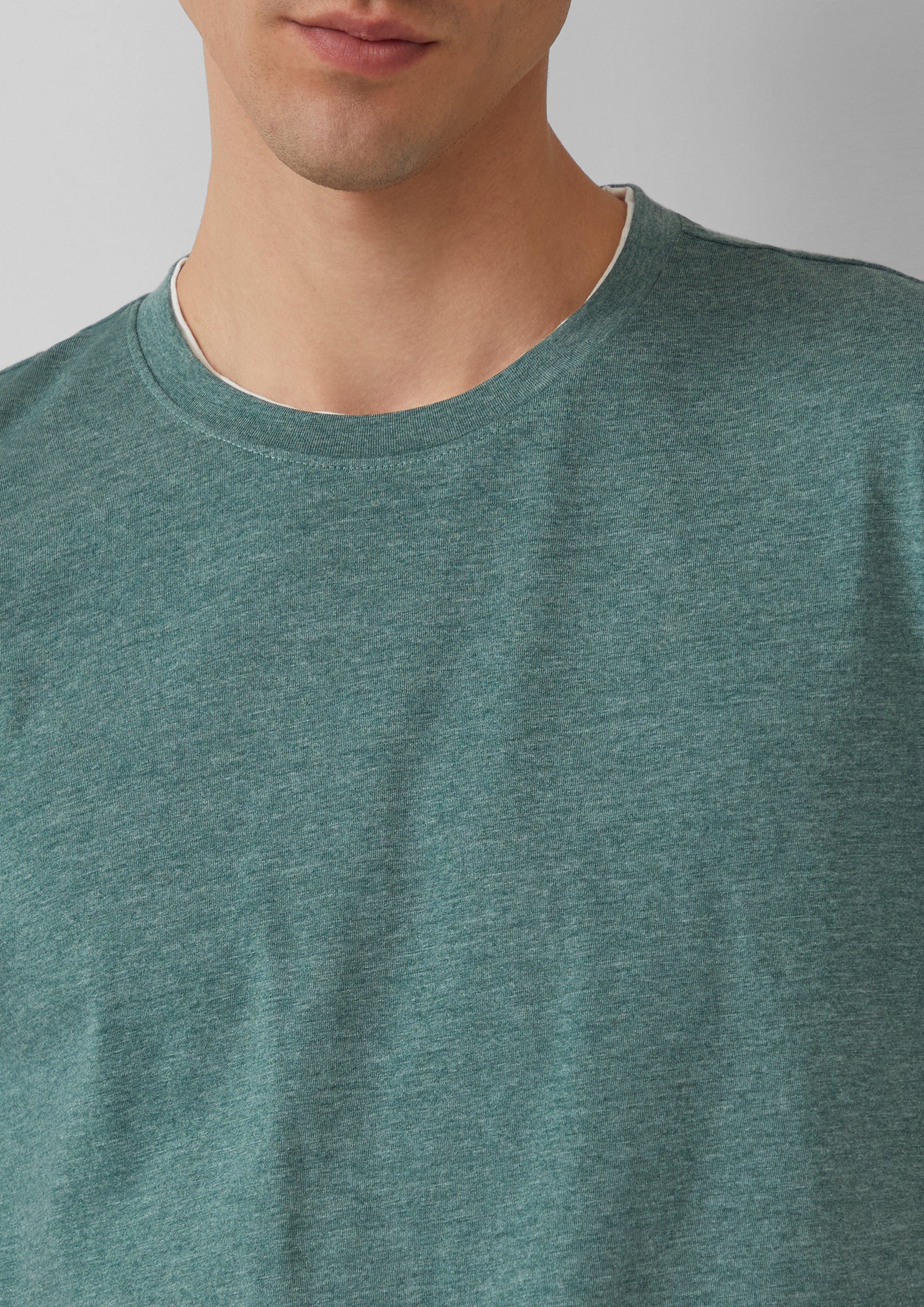 QS Kurzarmshirt Meliertes T-Shirt mit Layering-Detail günstig online kaufen