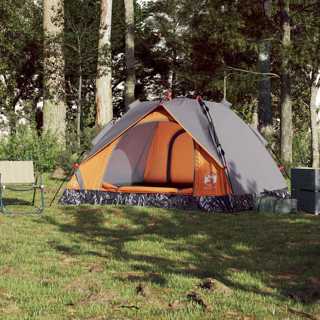 vidaXL Kuppelzelt Kuppel-Campingzelt 3 Personen Grau günstig online kaufen