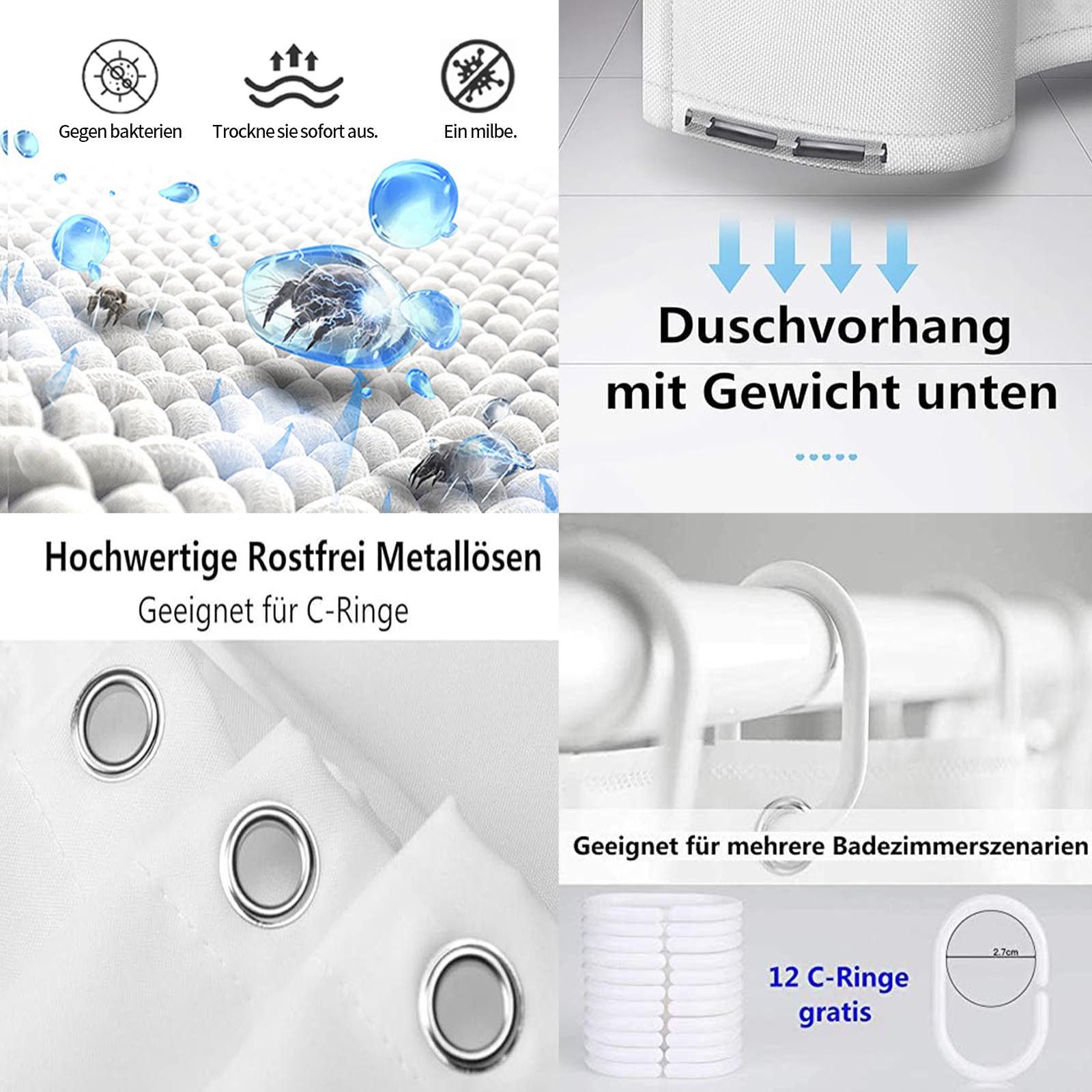 M&W DAS DESIGN Duschvorhang 180x200 Shower curtains Anti schimmel Waschbar günstig online kaufen