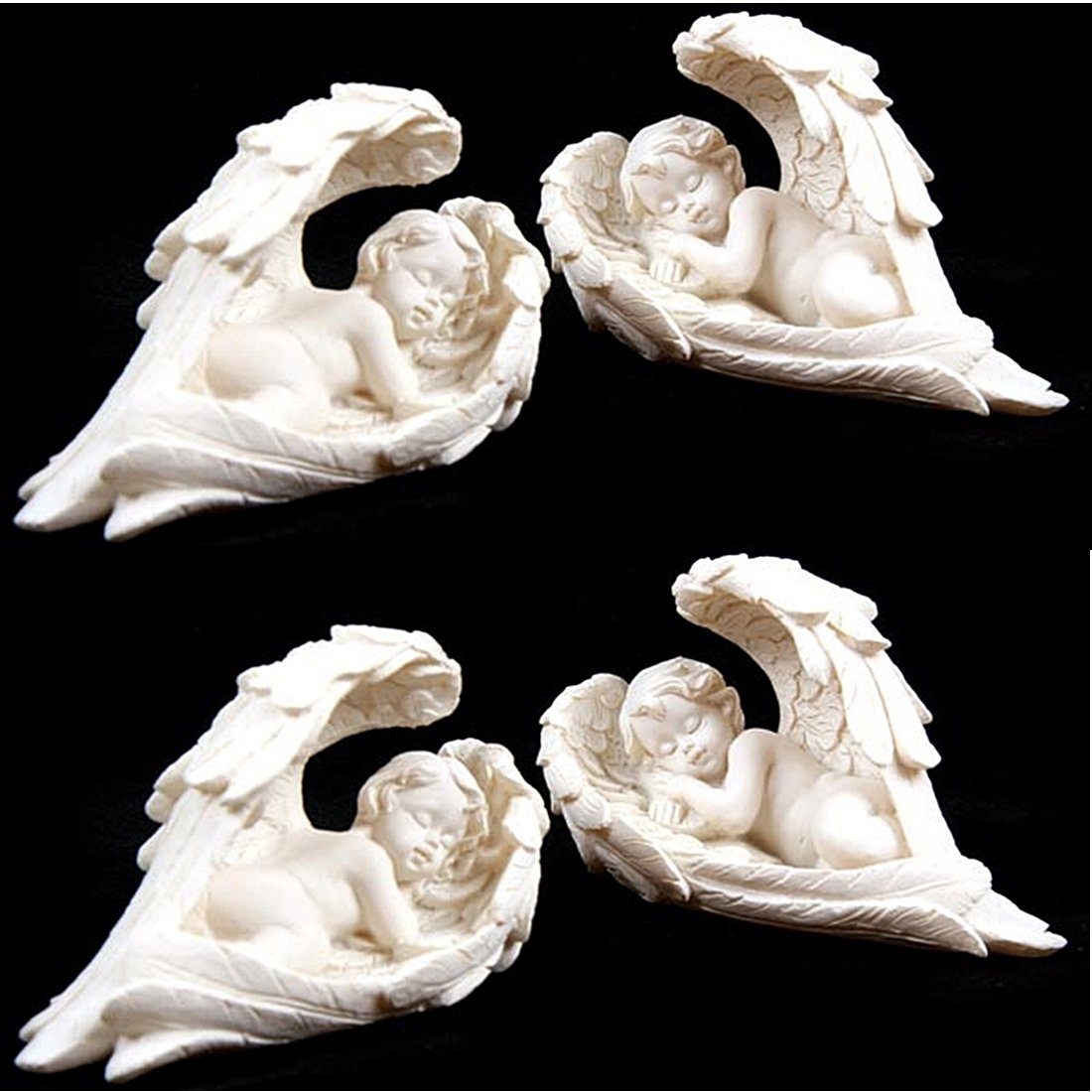 Puckator Engelfigur schlafend, in Flügel geborgen (4 St), Dekofigur aus Resin