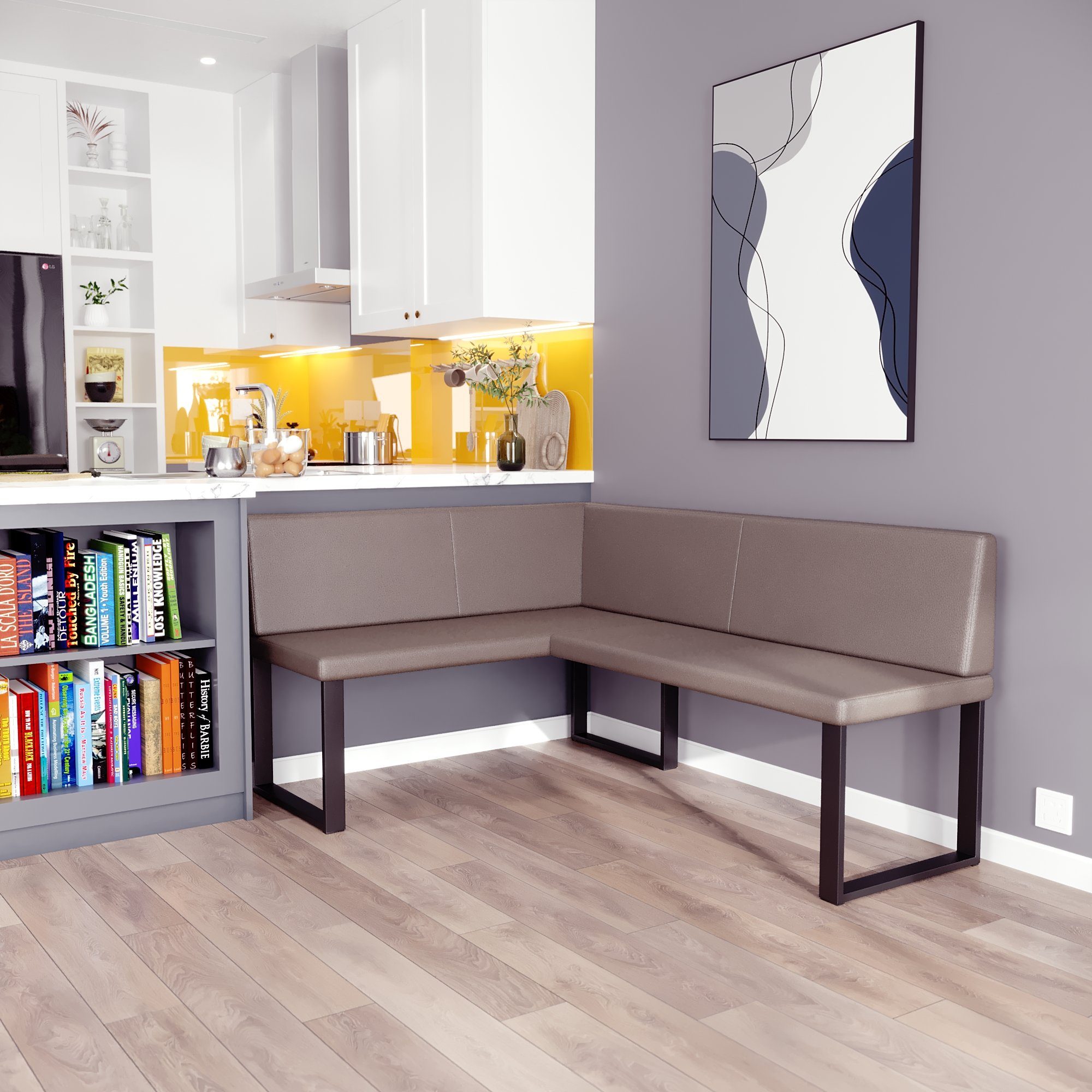 AN FURNITURE STORE Eckbank ALINA Metall, perfekt für Küche, Esszimmer, Wohnzimmer. Zwei Größen 128x168/142x196
