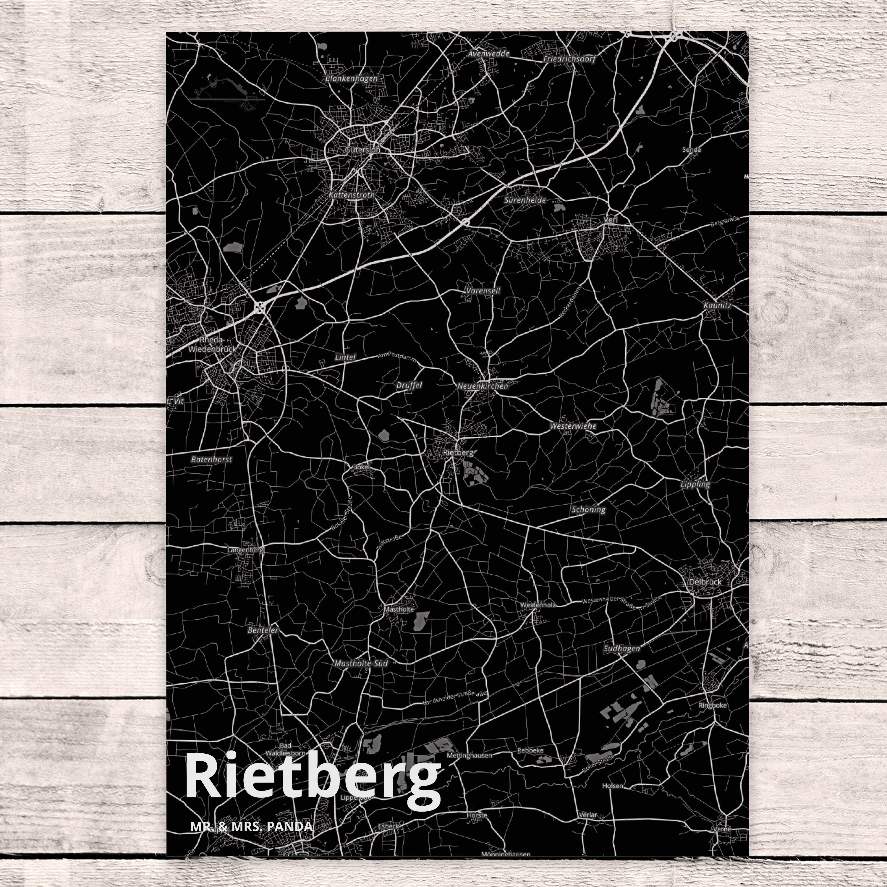 Städte, Mrs. Grußkar Geschenk, Einladungskarte, Mr. Postkarte Einladung, - Rietberg & Ort, Panda