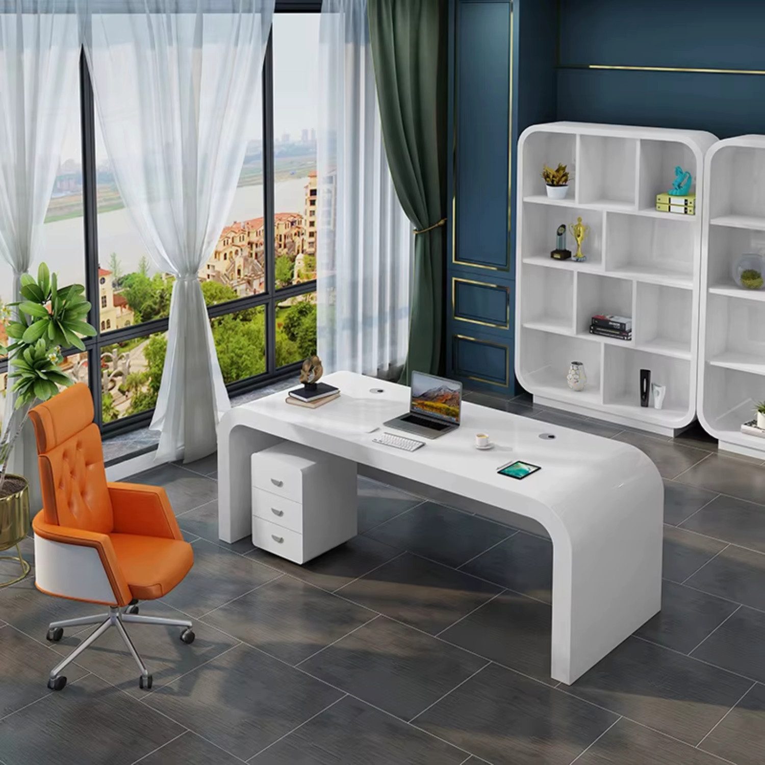 Schreibtisch SCHREIBTISCH Moderner Computer Desk 180 cm Weiß