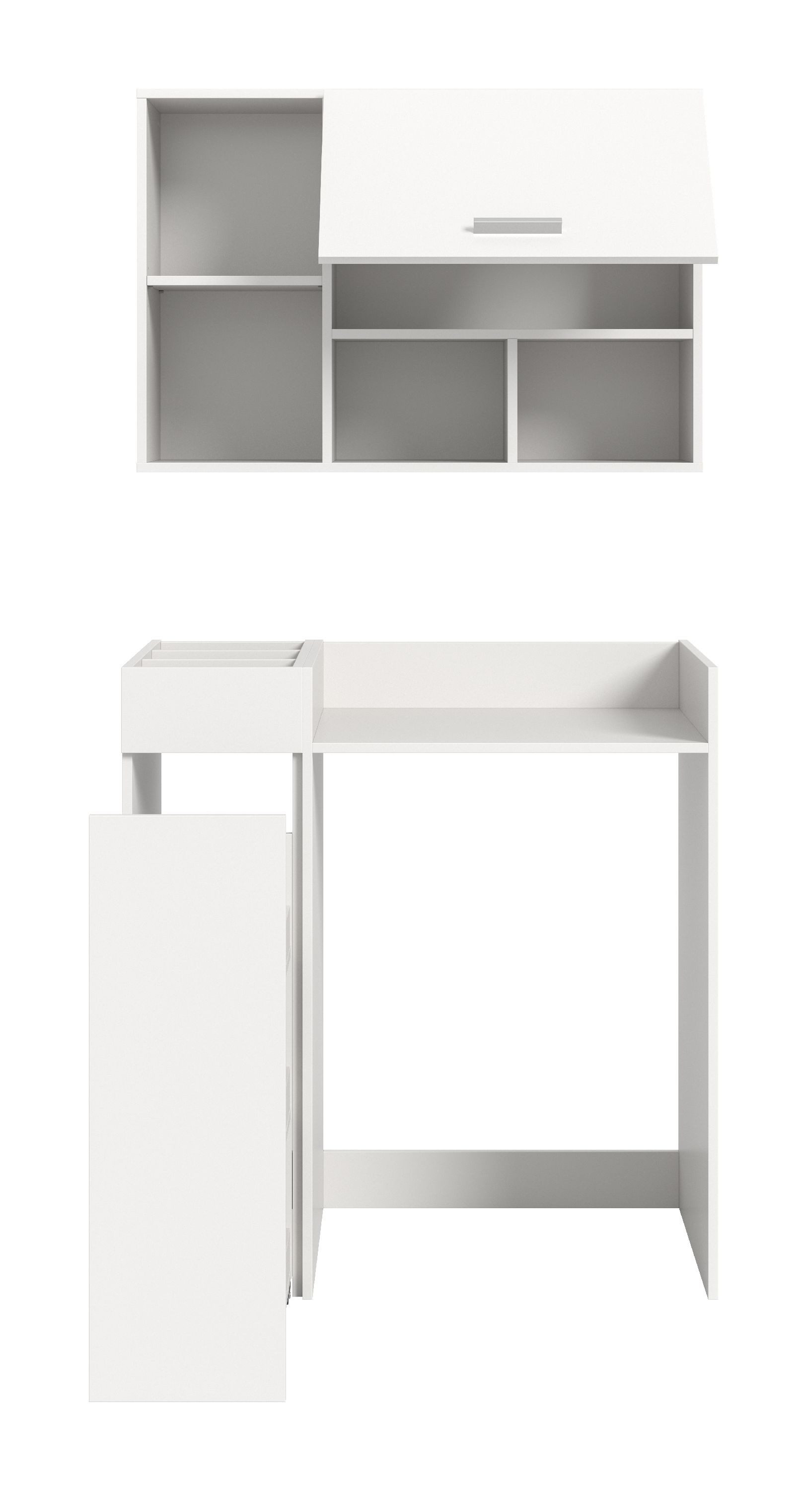 xonox.home Aufsatzschrank Free (3tlg. Set inkl. Anstellregal, Waschmaschinenumbau, Hängeschrank) weiß Nachbildung Melamin beschichtet modern 95x195x60 cm