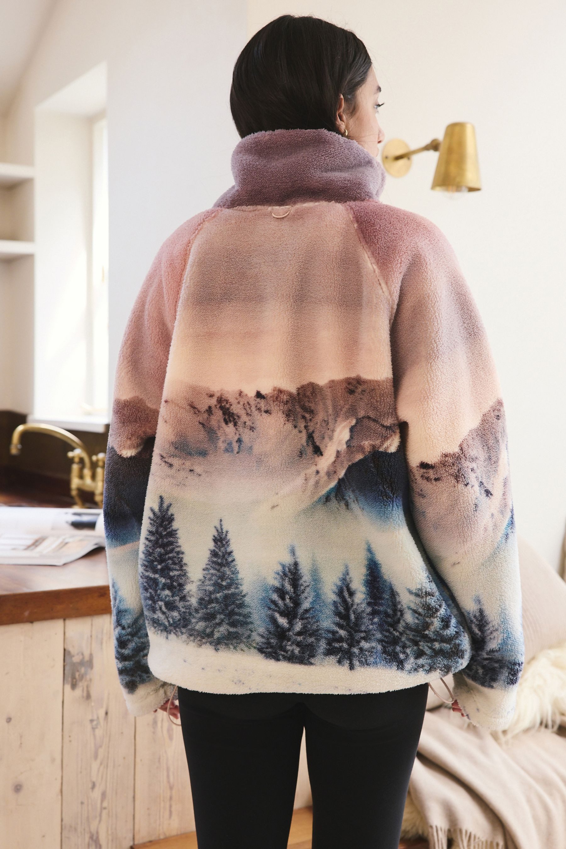 Next Fleecepullover Oberteil aus Borg-Fleece mit Print (1-tlg)