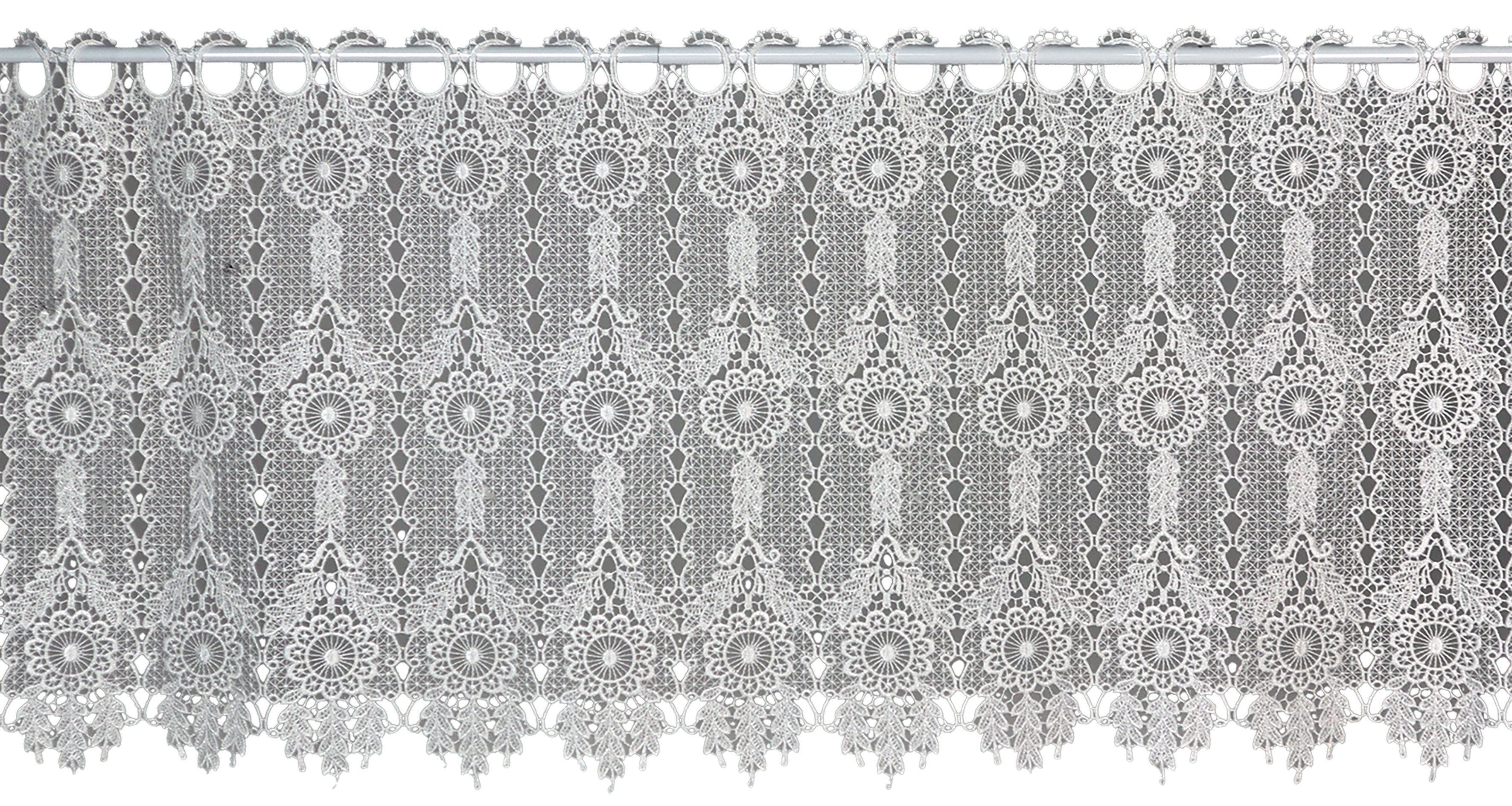 EXPERIENCE Scheibengardine Bistrogardine 42x140 cm – Scheibengardine Spitze halbtransparent, Durchzuglöcher, halbtransparent, Deko, Scheibengardine Spitze