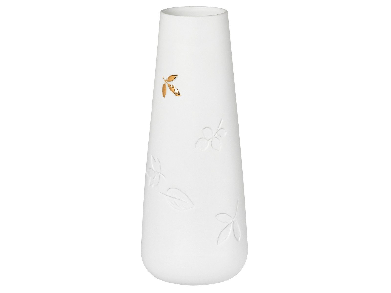 Räder Dekovase Vase klein Goldenes Blatt weiß 21cm (Dekovasen)