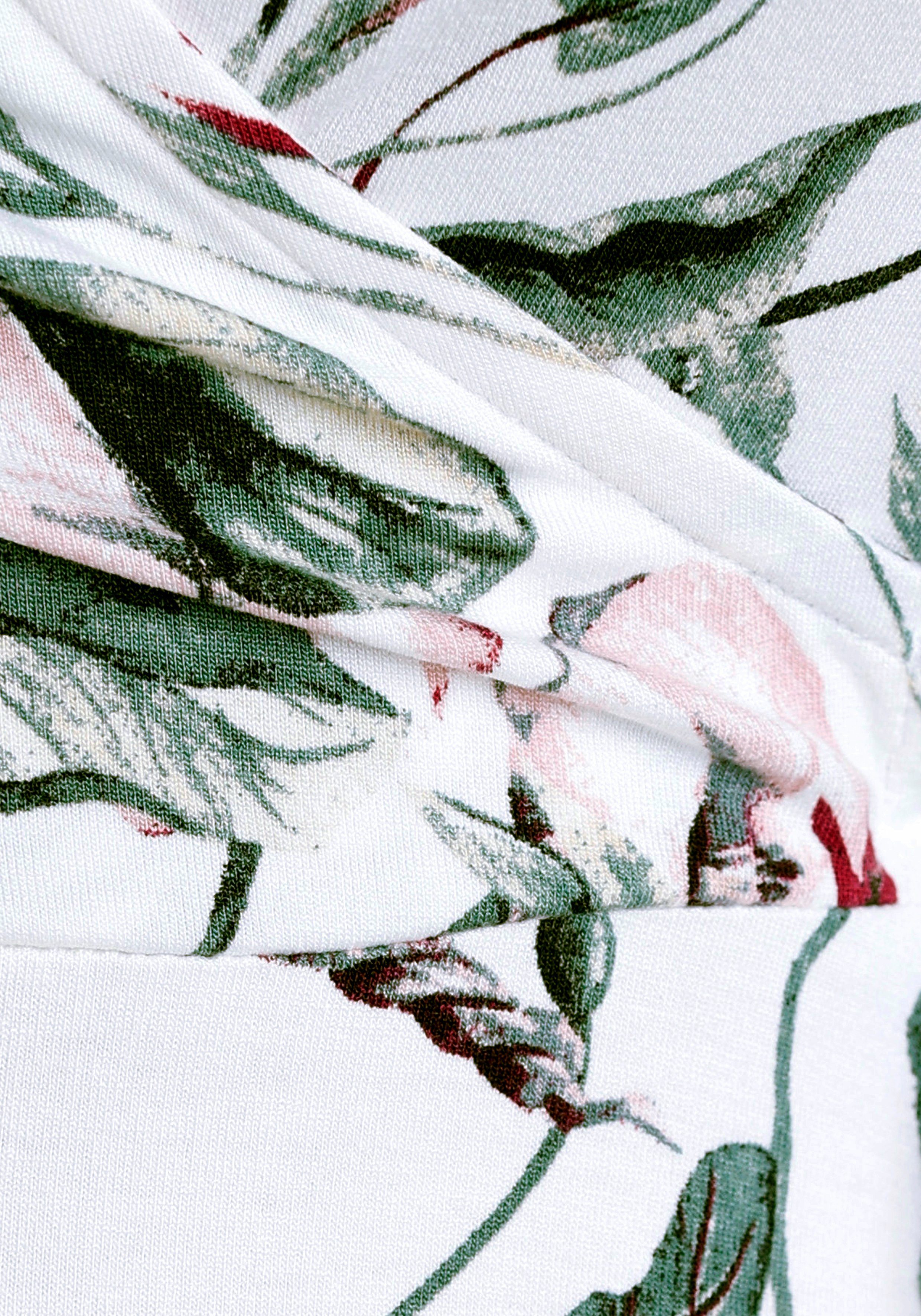 Einfarbig und Alloverprint Set) weiß-geblümt+grün NEUE - Wickelkleid Scott (2-tlg., Laura KOLLEKTION