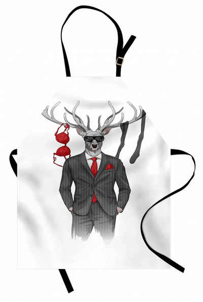 Abakuhaus Kochschürze Höhenverstellbar Klare Farben ohne verblassen, Hipster Womanizer Deer in Anzug Kunst