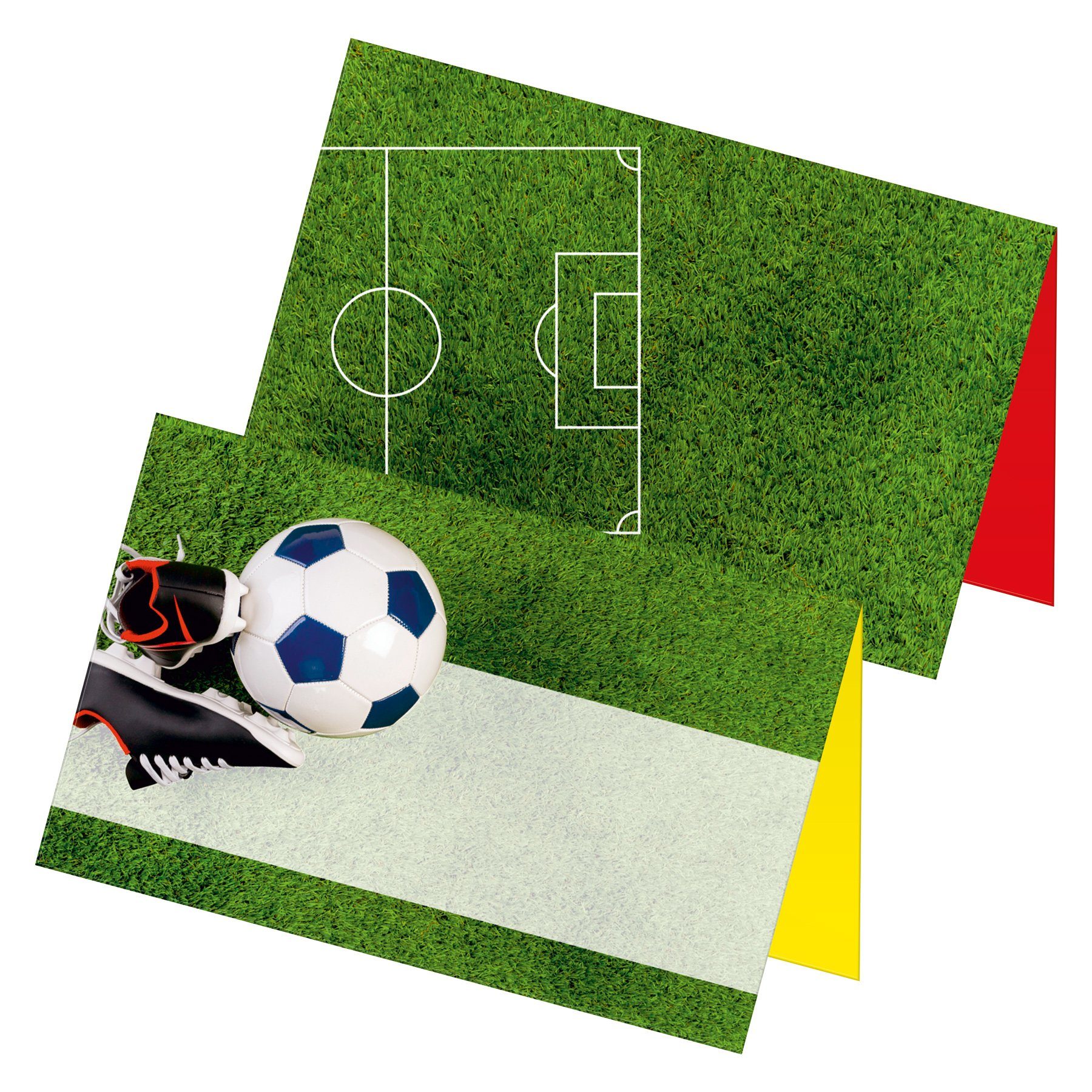 itenga Grußkarten itenga 24x Tischkarten Platzkarten "Fußball Fußballschuhe Rasen" Gebur
