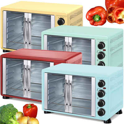 TurboTronic by Z-Line Minibackofen 55 L mit Umluft Drehspieß 2200W 2x Backblech Gitter Kompakt Elektro, Mini Tisch Backofen Camping Pizzaofen Klein/Groß