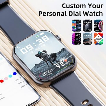 Hwagol Praktische Funktionen Smartwatch (1,85 Zoll, Android, iOS), mit Bluetooth Anrufe,140+ Sportmodi SpO2 Schlafmonitor Schrittzähler