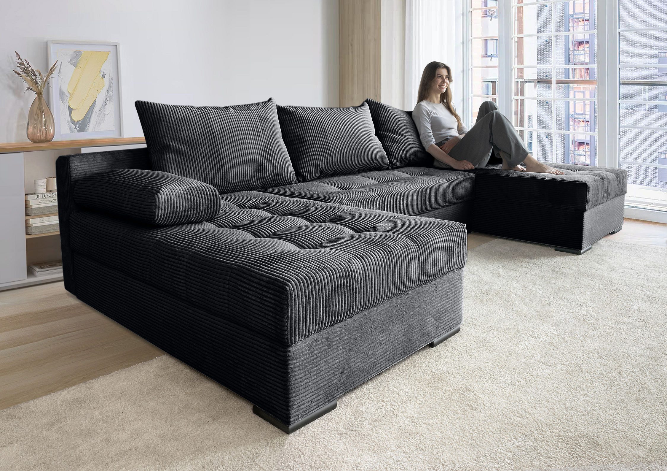 COLLECTION AB Wohnlandschaft Josy U-Form, B: 269 cm, Schlaffunktion & Bettkasten, Federkern