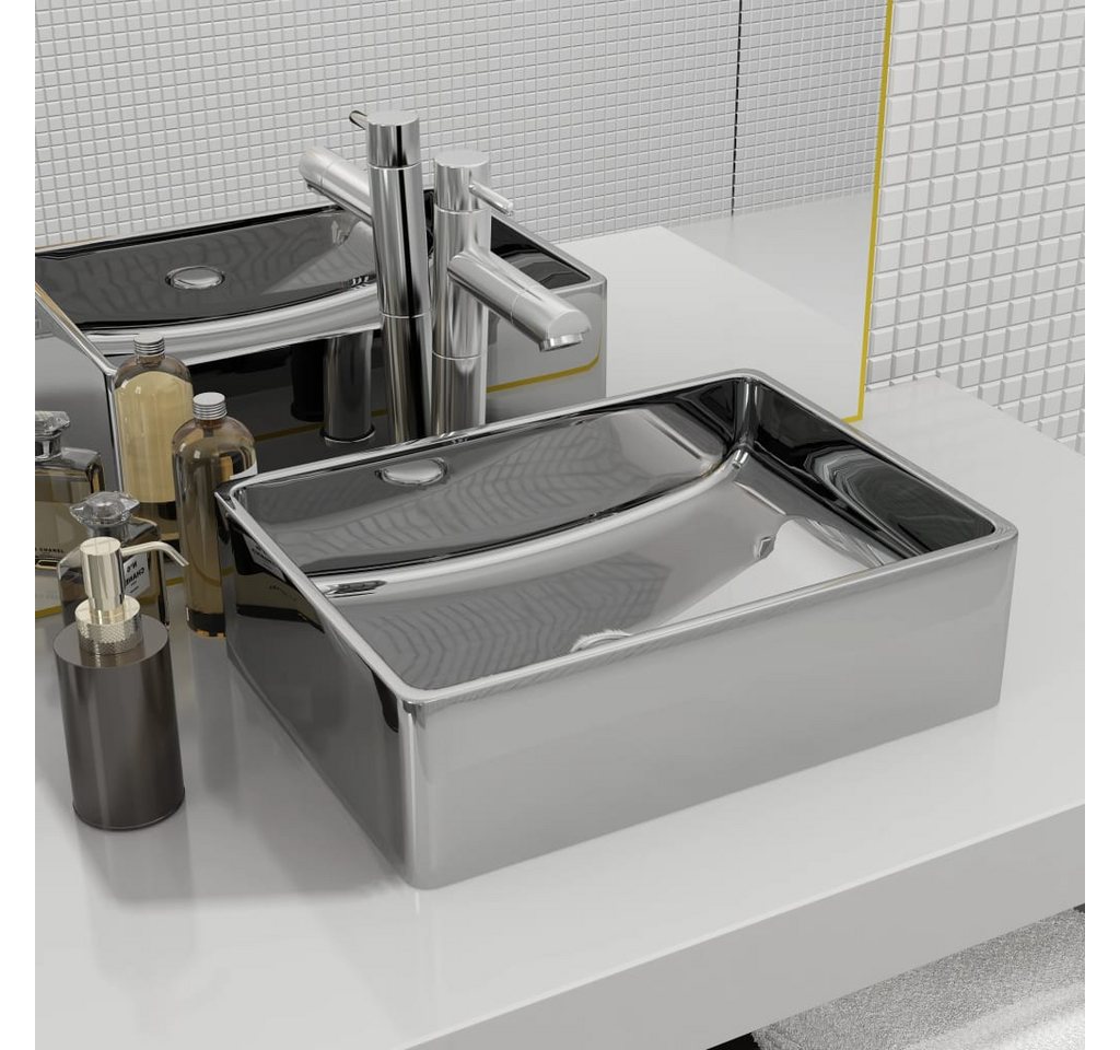 Thumbnail - vidaXL Waschbecken Waschbecken Badezimmer Aufsatzwaschbecken 41 x 30 x 12 cm Keramik Silb