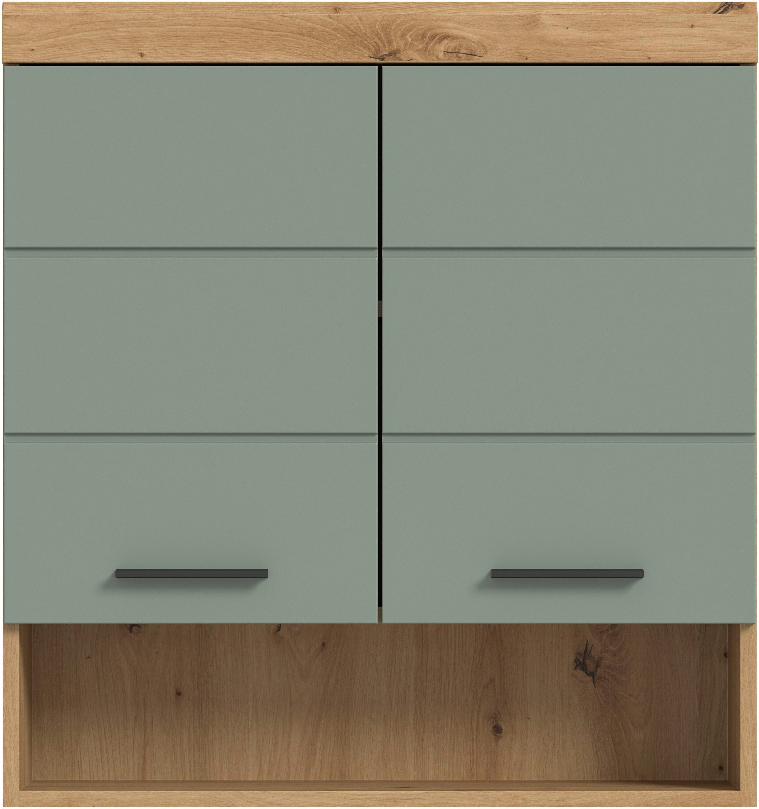 welltime Hängeschrank SIENA, Breite 74cm, 2 Türen, 1 offenes Fächer, MDF-Front (TOPSELLER) in verschiedenen Farben erhältlich, Badmöbel, Badschrank, Schrank, Bad