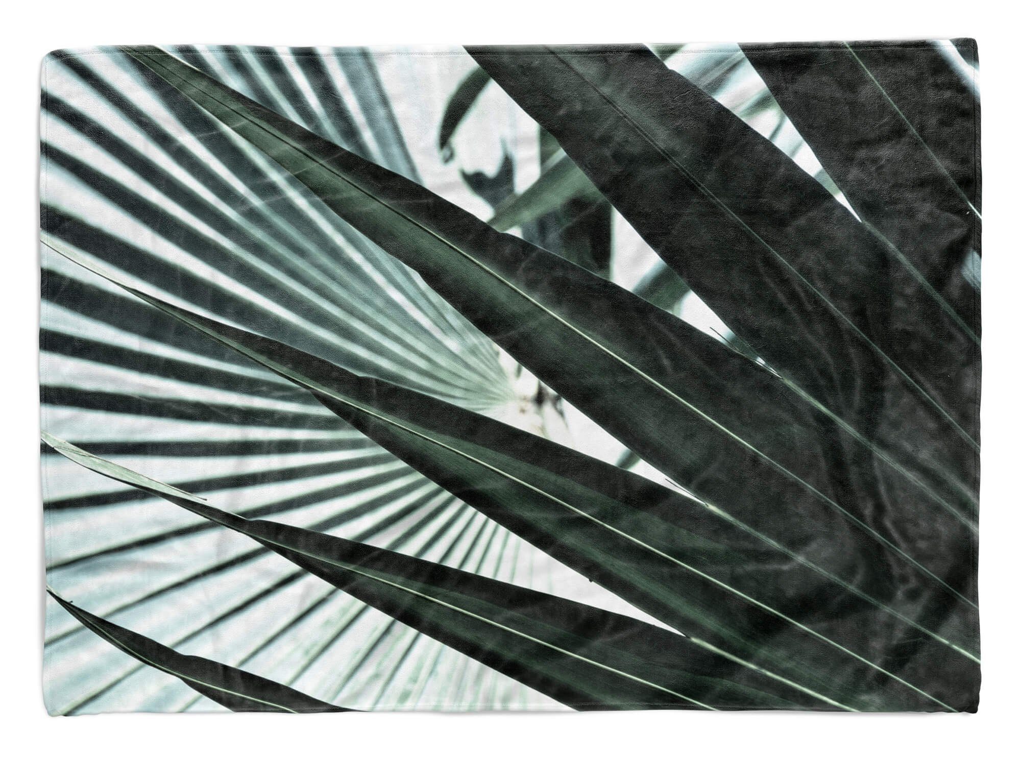 Sinus Art Handtücher Handtuch Strandhandtuch Saunatuch Kuscheldecke mit Fotomotiv Palmblätter Fotoku, Baumwolle-Polyester-Mix (1-St), Handtuch