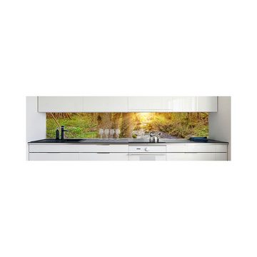 DRUCK-EXPERT Küchenrückwand Küchenrückwand Waldbach Hart-PVC 0,4 mm selbstklebend
