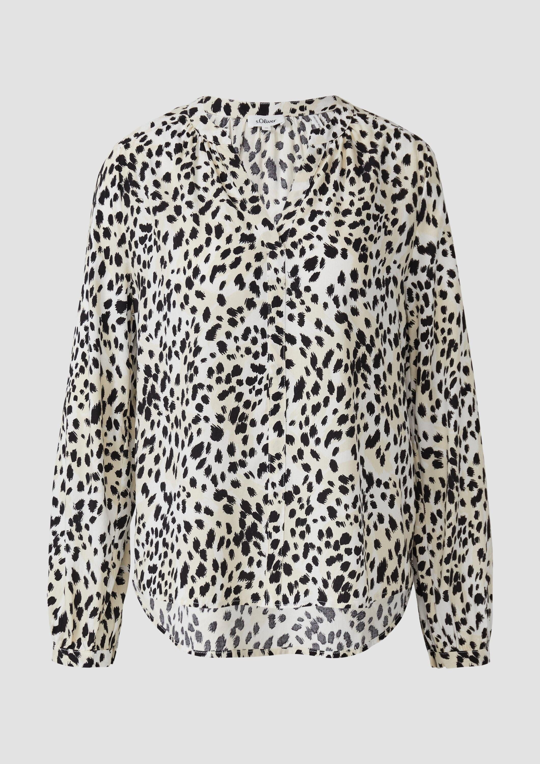 s.Oliver Langarmbluse Bluse Tunikabluse aus Viskosemix mit All-over-Print