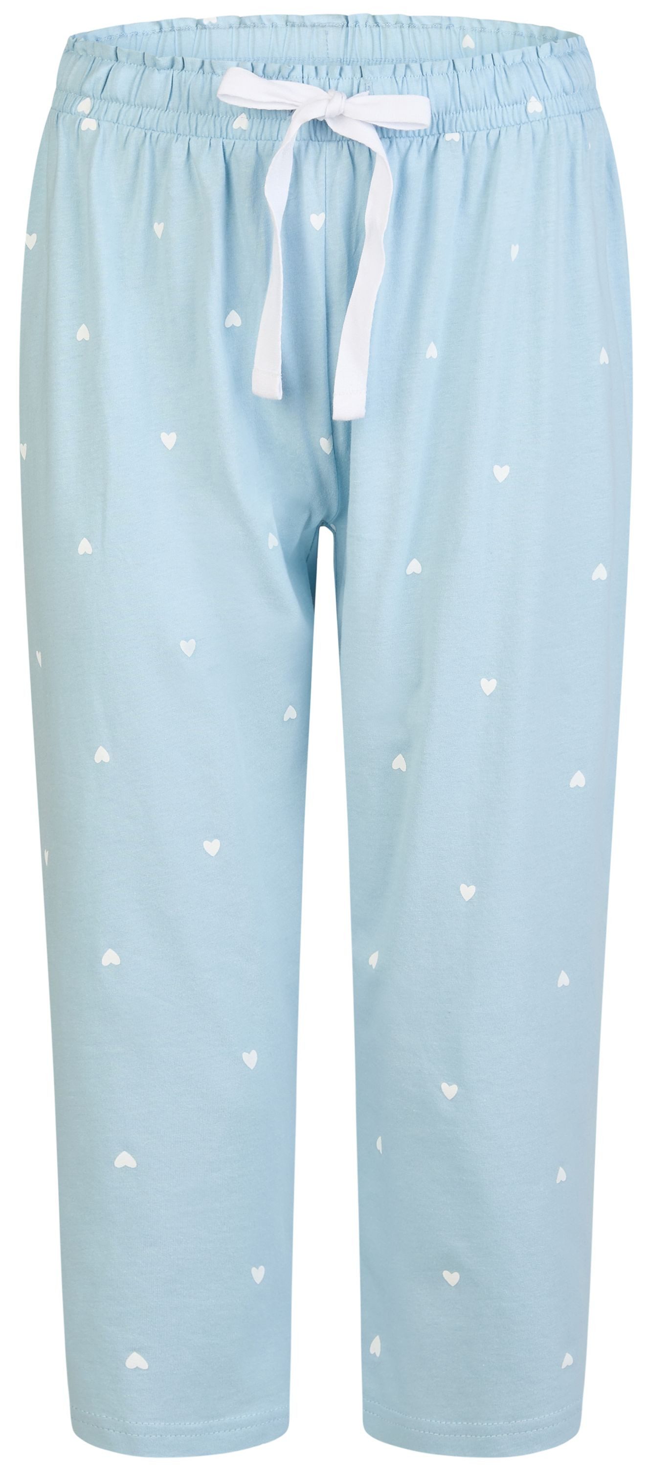 By Louise Pyjamahose Lace Luxury (1-tlg., 1-teilig) Damen Schlafhose Pyjamahose Caprihose Baumwolle