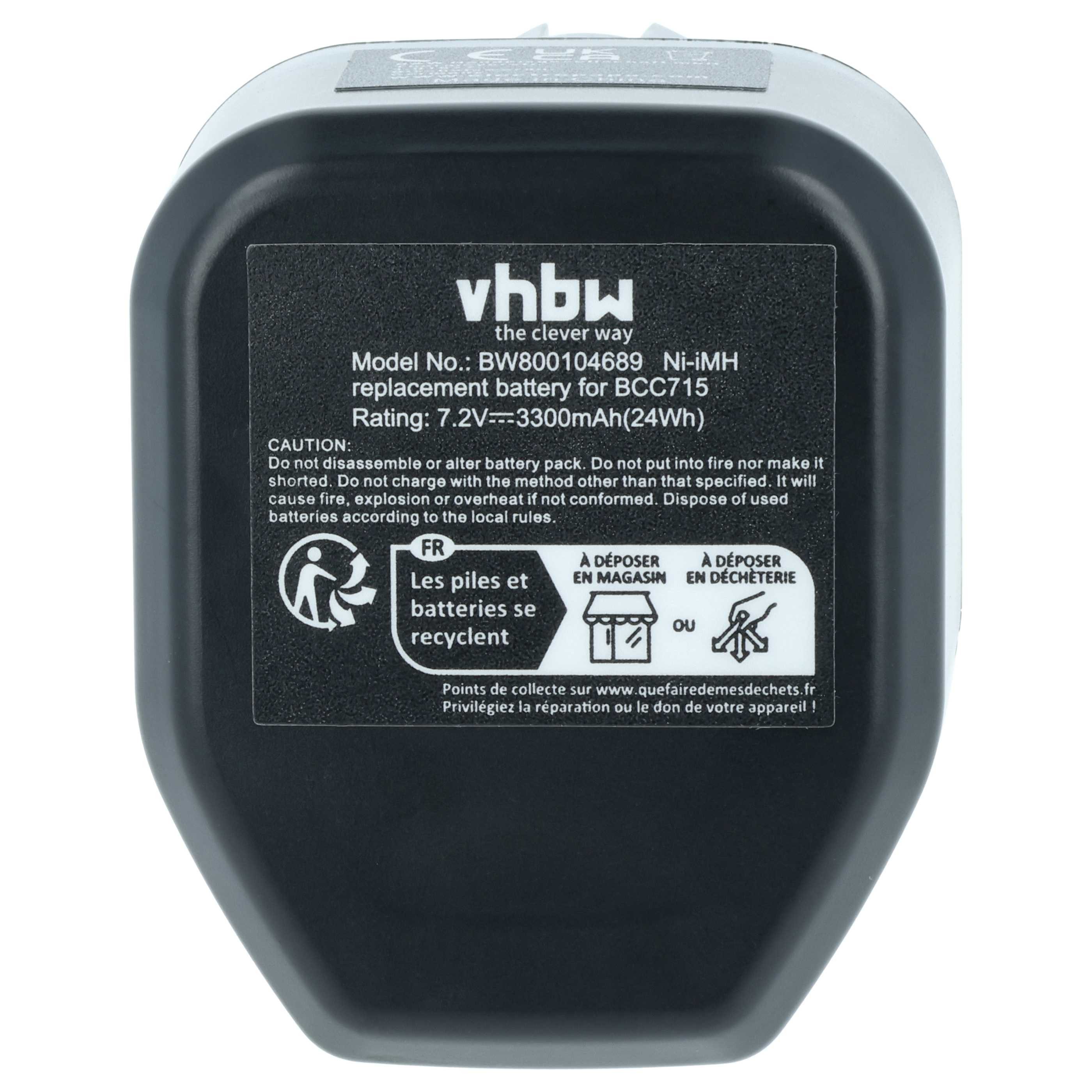 vhbw Akku Ersatz für Hitachi EB712S, 325292, EB714S für Elektrowerkzeug Akku Akku NiMH 3300 mAh (7,2 V, 1 St), Leistungsfähiger Austausch-Akku für Werkzeug Powertools wie