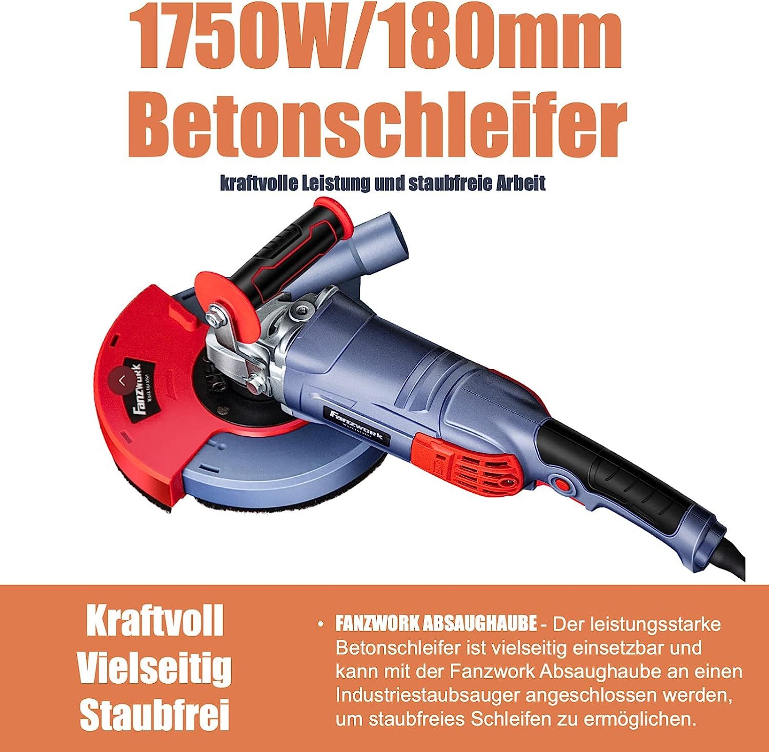 Fanzwork Winkelschleifer 1750W Betonschleifer inkl. Premium180mm günstig online kaufen