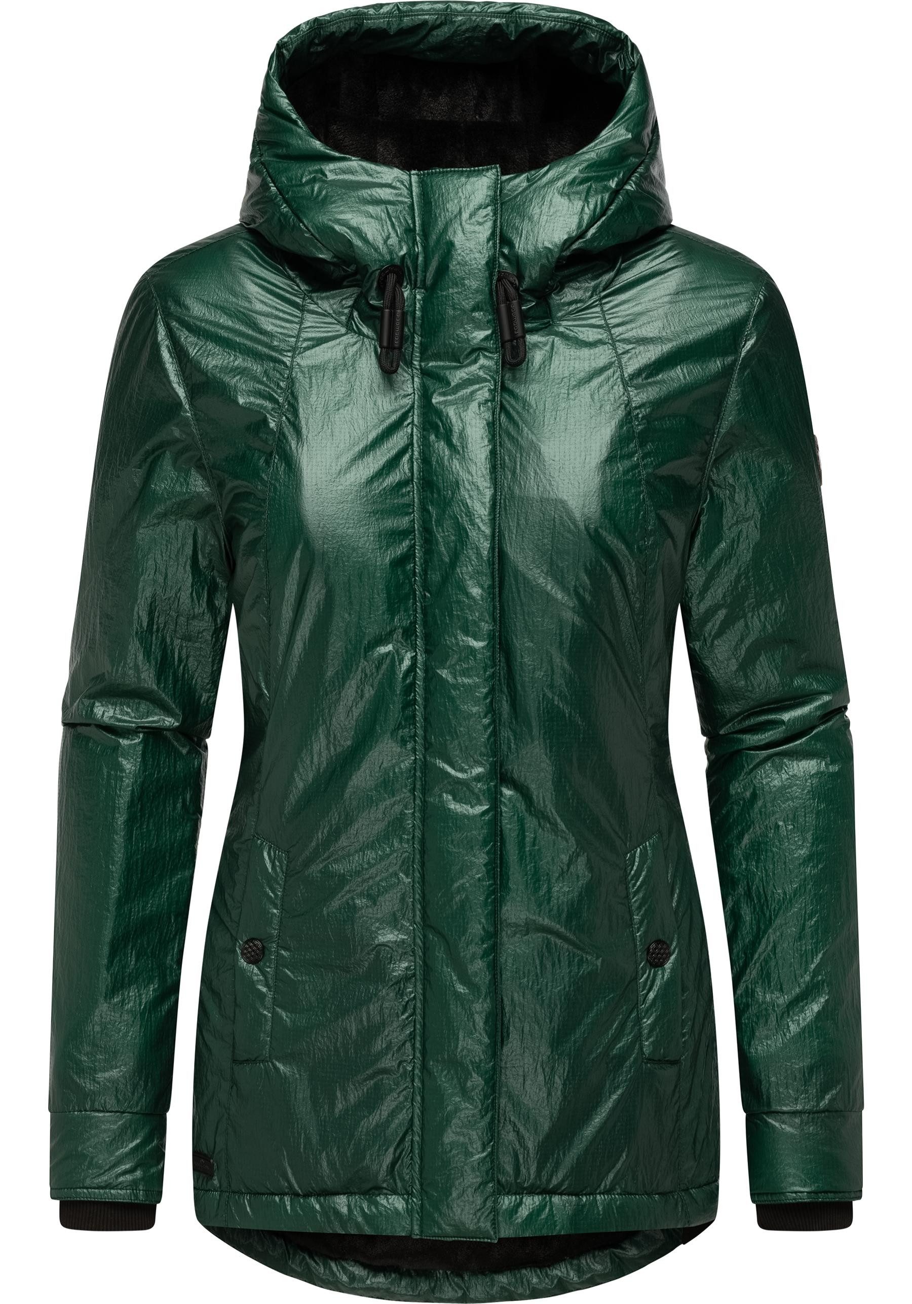Ragwear Winterjacke Monadde Bling Glänzende warme Jacke mit Kapuze