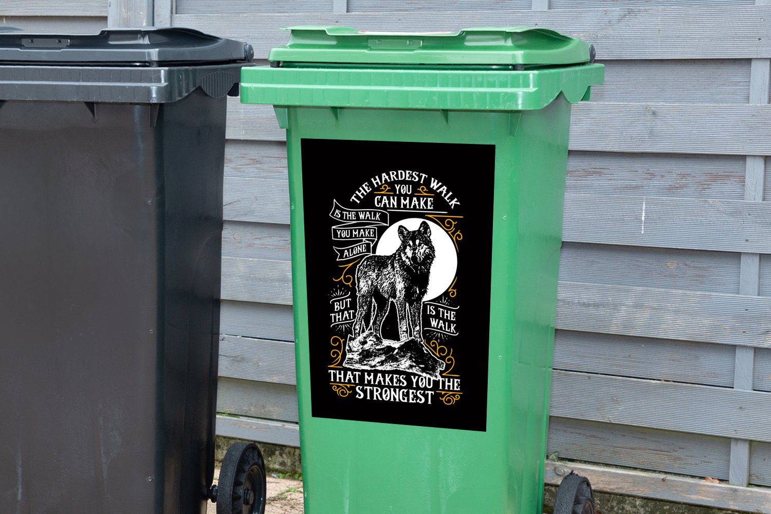 Abfalbehälter - - Mülltonne, (1 Wandsticker Sticker, Container, Wolf Zitat Mülleimer-aufkleber, Briefe MuchoWow - St), Retro