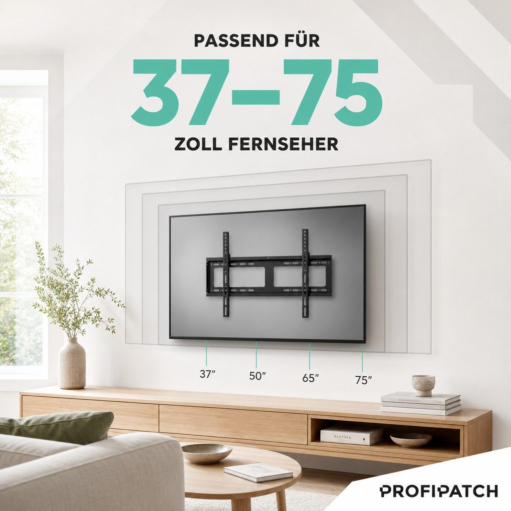 ProfiPatch TV-Wandhalterung 37-75 Zoll schwenkbar & neigbar bis 45kg, (bis 75 Zoll, 1-tlg)