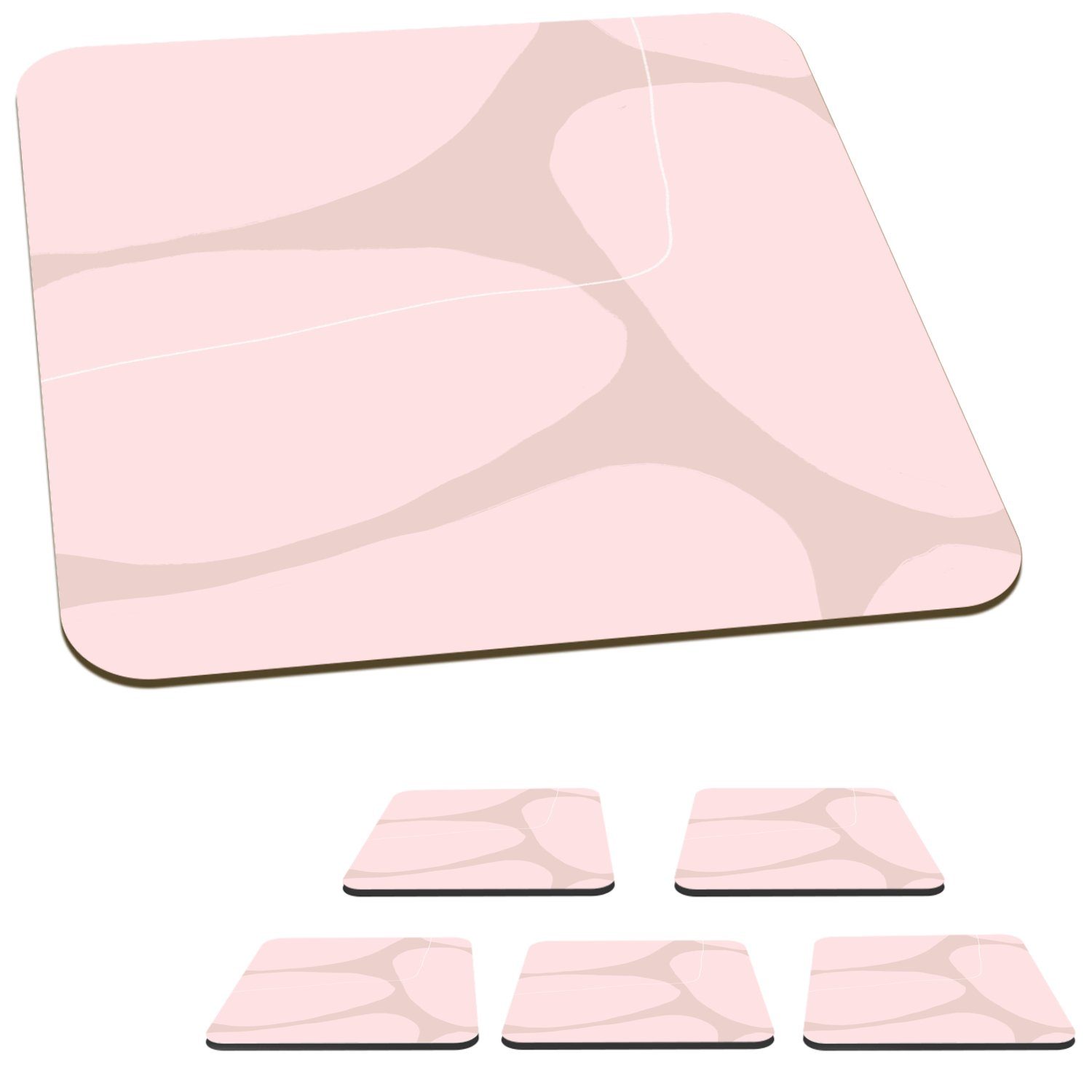 MuchoWow Glasuntersetzer Rosa - Geometrische Tasse Tischuntersetzer, Zubehör für Abstrakt, Glasuntersetzer, Untersetzer, Formen Gläser, - Korkuntersetzer, 6-tlg