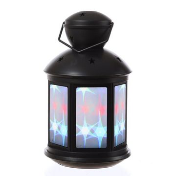 MARELIDA LED Laterne LED Laterne farbiges bewegtes Sternenmuster Sterneneffekt 22cm schwarz, LED Classic, mehrfarbig / bunt
