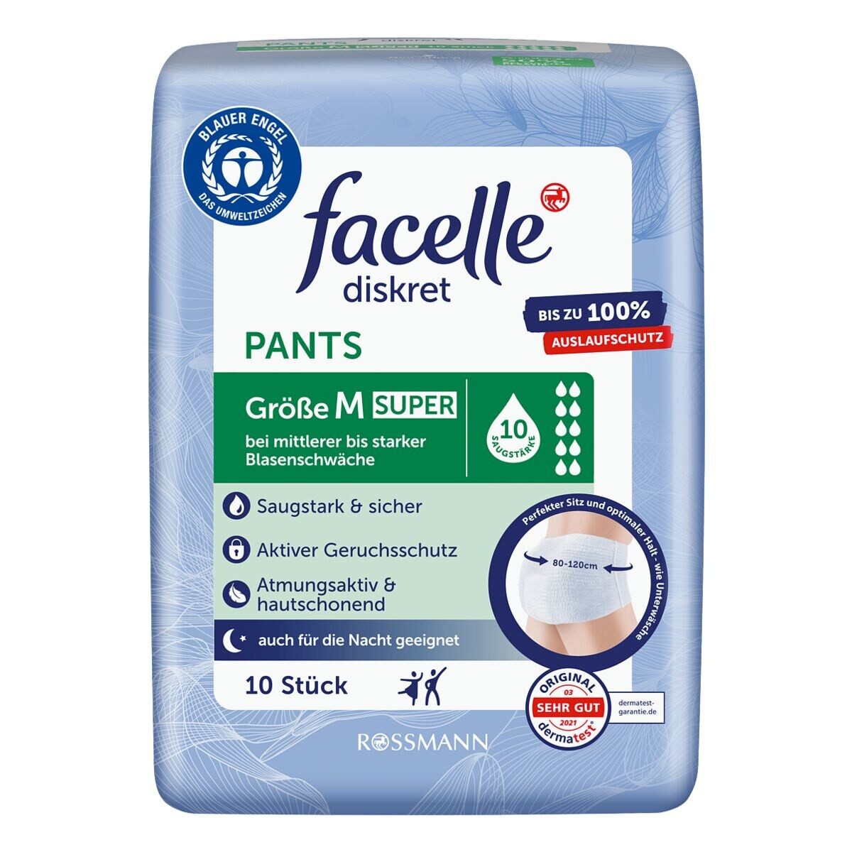 facelle Inkontinenz-Pants Pants super, 10, M, Konfektionsgröße: 38-44 Damen, Wäschegröße: 6-7 Herren Gr., Saugstärke: 10