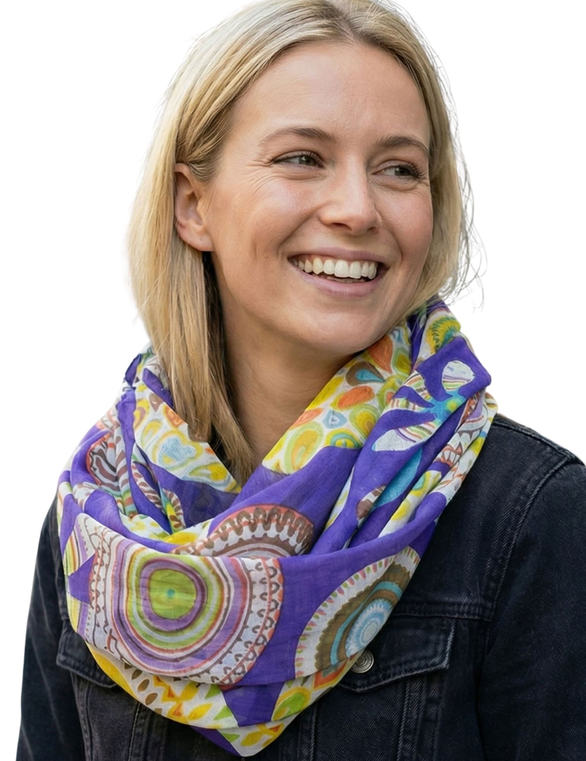 Sunsa Loop Damen Loop Schal. 100% Baumwolle Schlauchschal. Loopschal, Blumenmotiv