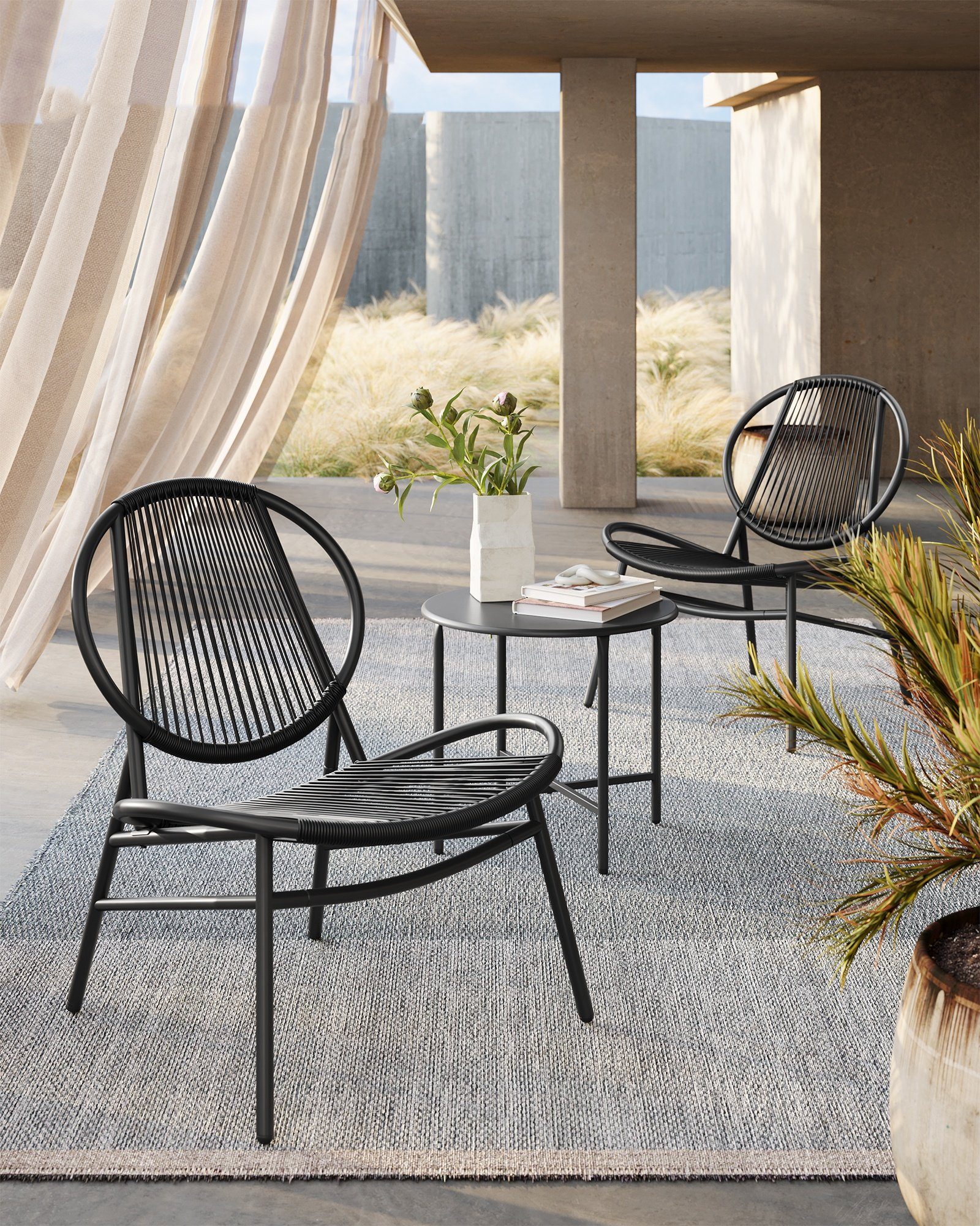SONGMICS Gartenlounge-Set, (3-tlg., 2 Stühle, 1 günstig online kaufen