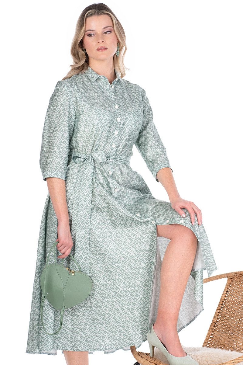 Hammerschmid Trachtenkleid Hemdblusenkleid - STEINSEE - grün gemustert