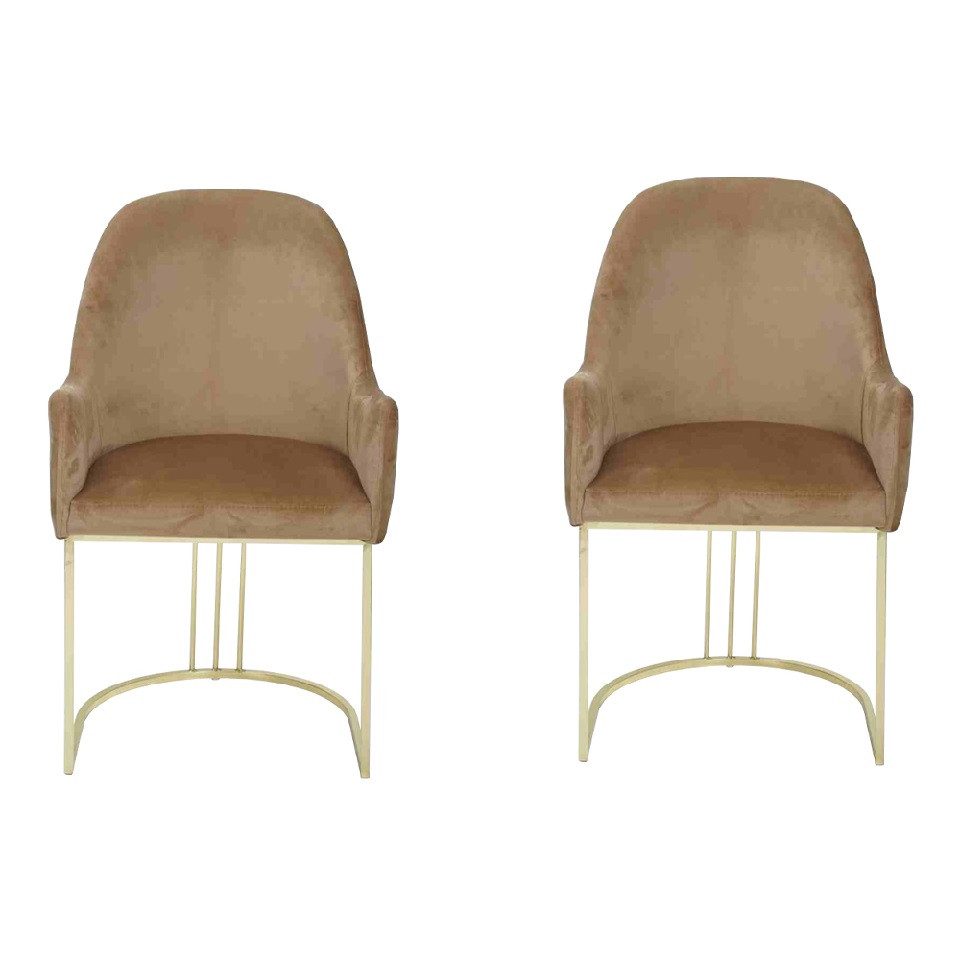 Xlmoebel Esszimmerstuhl Eleganter Esszimmerstuhl in Gold mit hochwertigem Textilbezug (2x Stühle, 2 St), Hergestellt in Europa