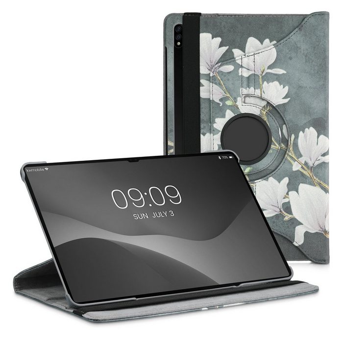 kwmobile Tablet-Hülle Hülle für Samsung Galaxy Tab S8 Plus 360° Tablet Schutzhülle Cover Case - Magnolien Design