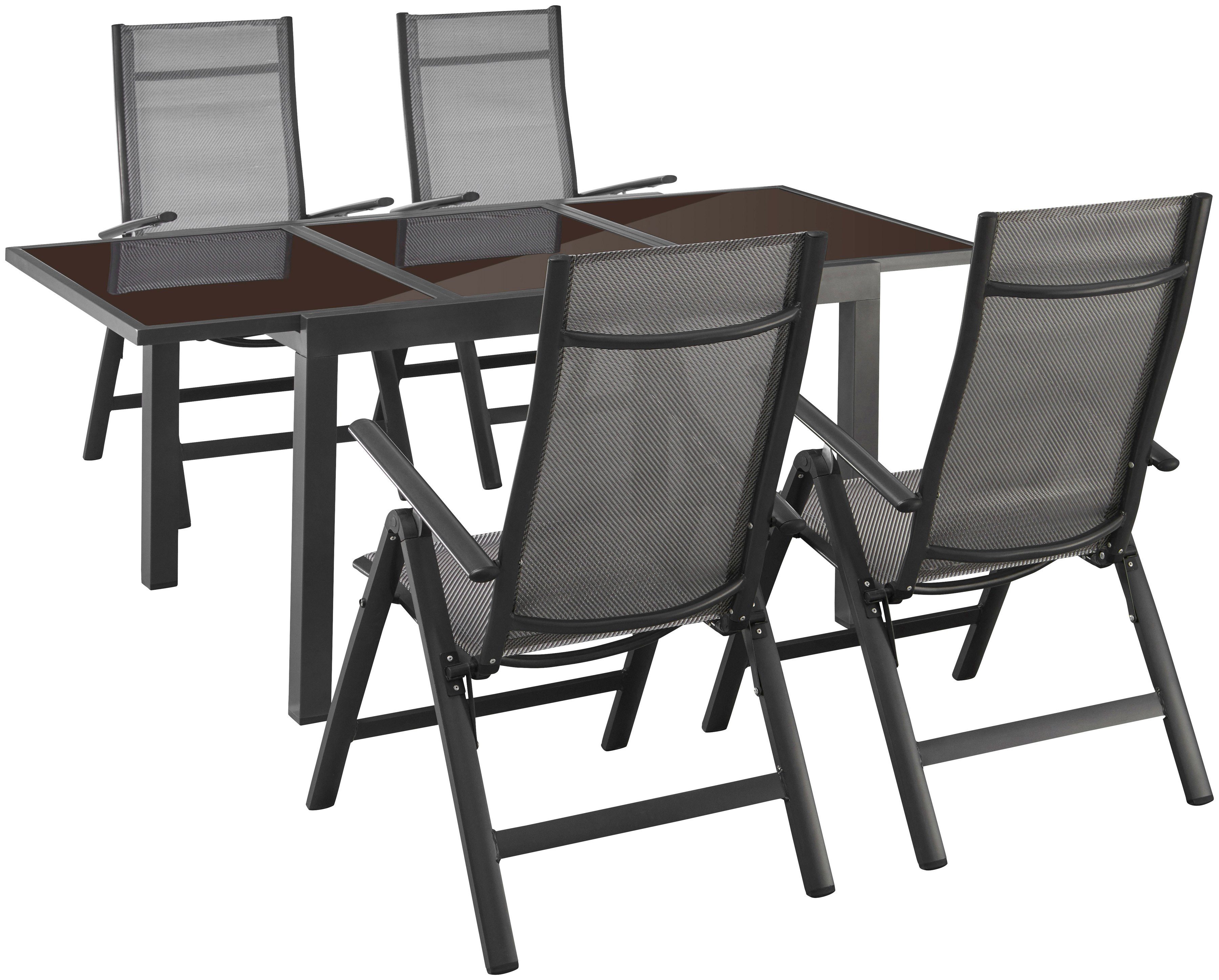 MERXX Garten-Essgruppe Amalfi, mit 4 Stühlen und ausziehbarem Tisch (120 - 180 cm)