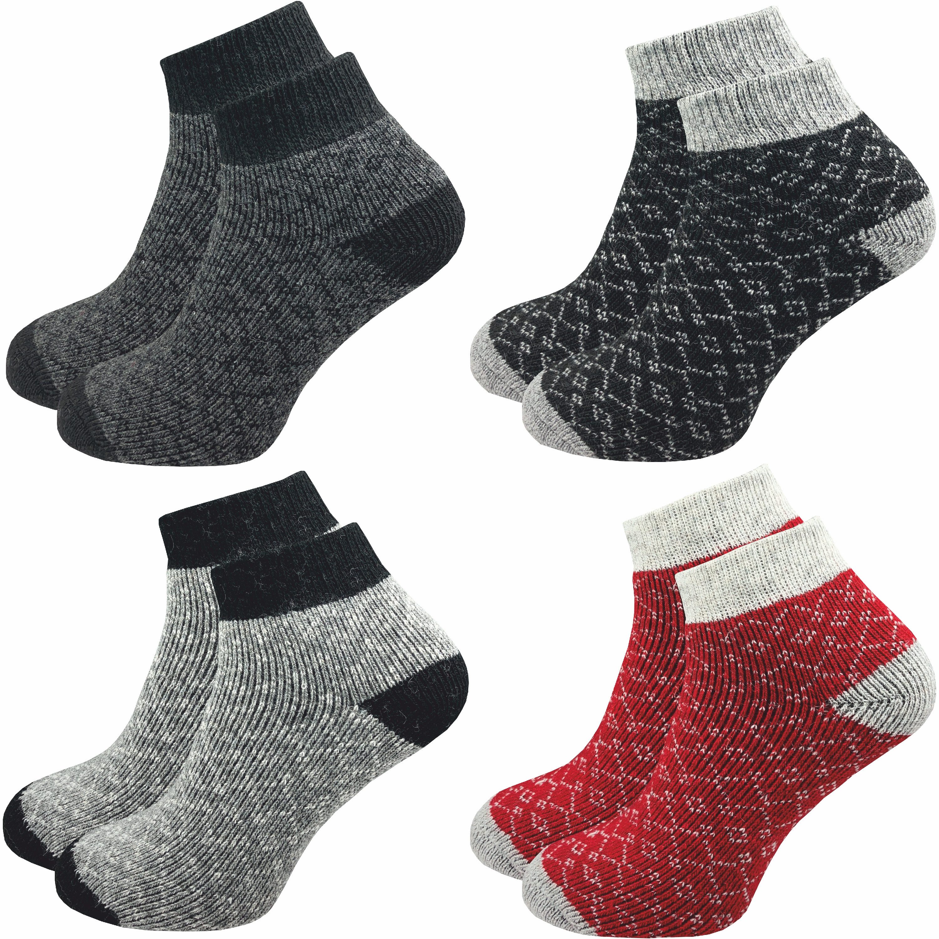 GAWILO Socken für Kinder aus Wolle für die kalte Jahreszeit (4 Paar) Winter Socken – Wollsocken - im winterlichen Look
