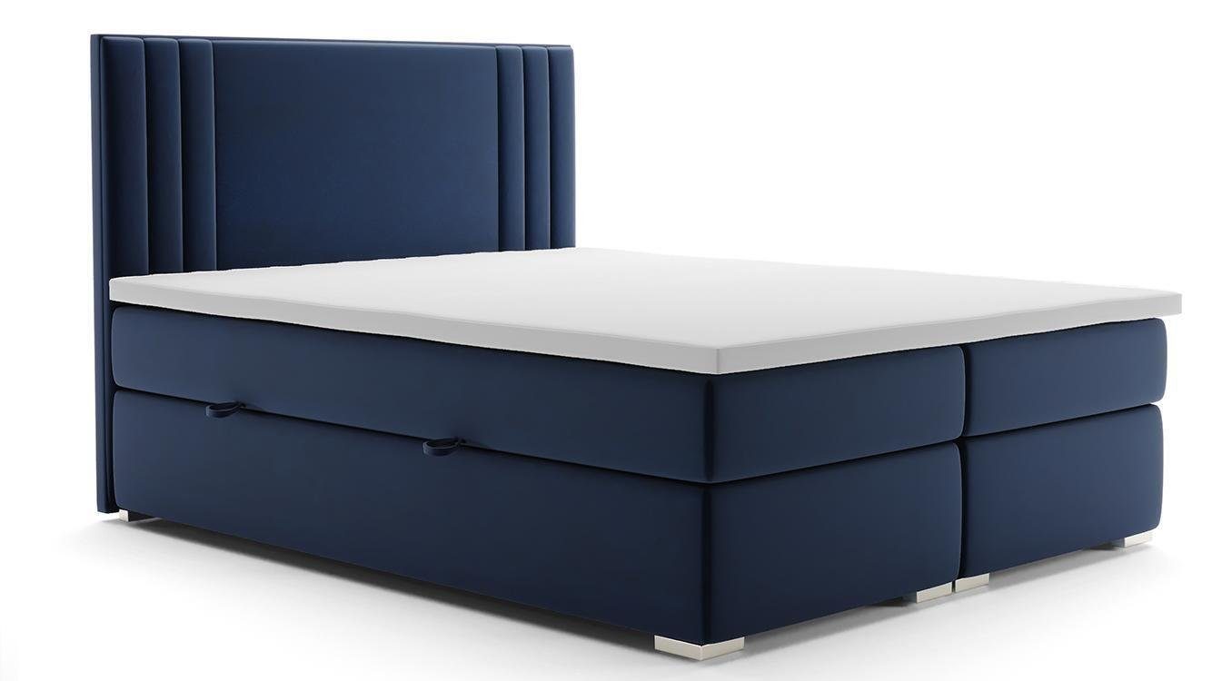 JVmoebel Boxspringbett Doppelbett Polster Schlafzimmer Bett Modern Polsterbett Boxspringbett, Made in Europa Blau