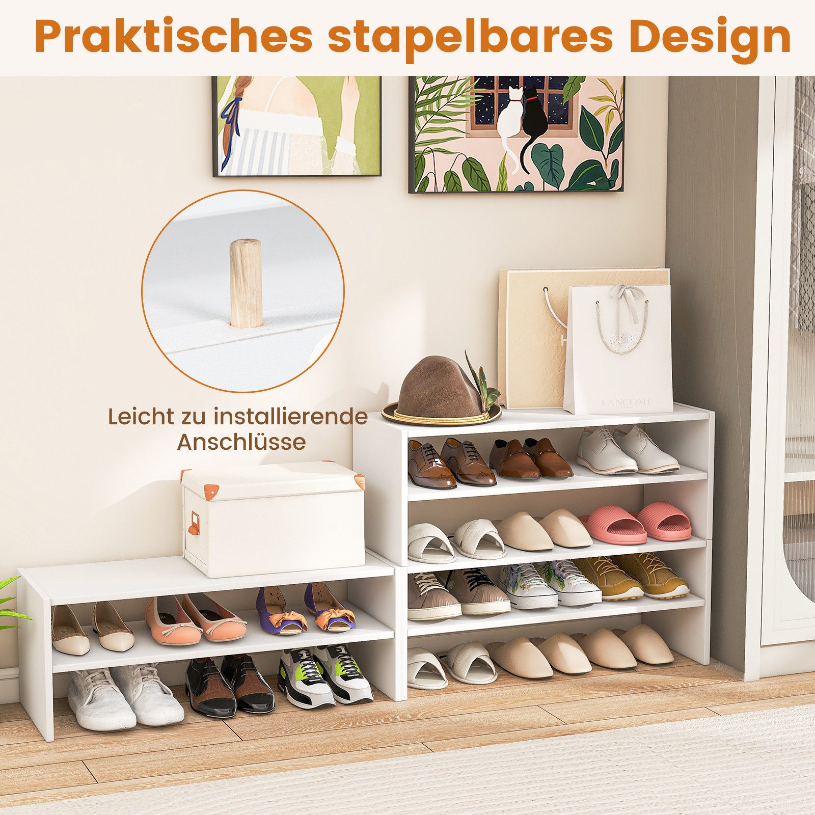 KOMFOTTEU Schuhregal, stapelbarer Schuhschrank mit 6 Ebenen günstig online kaufen