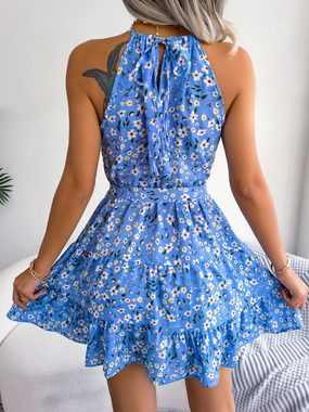 BlauWave Druckkleid Damenkleider Lässige Strandkleider Sommer Rüschenkleider (1-tlg) Bohemian Style Kleid Floral Print