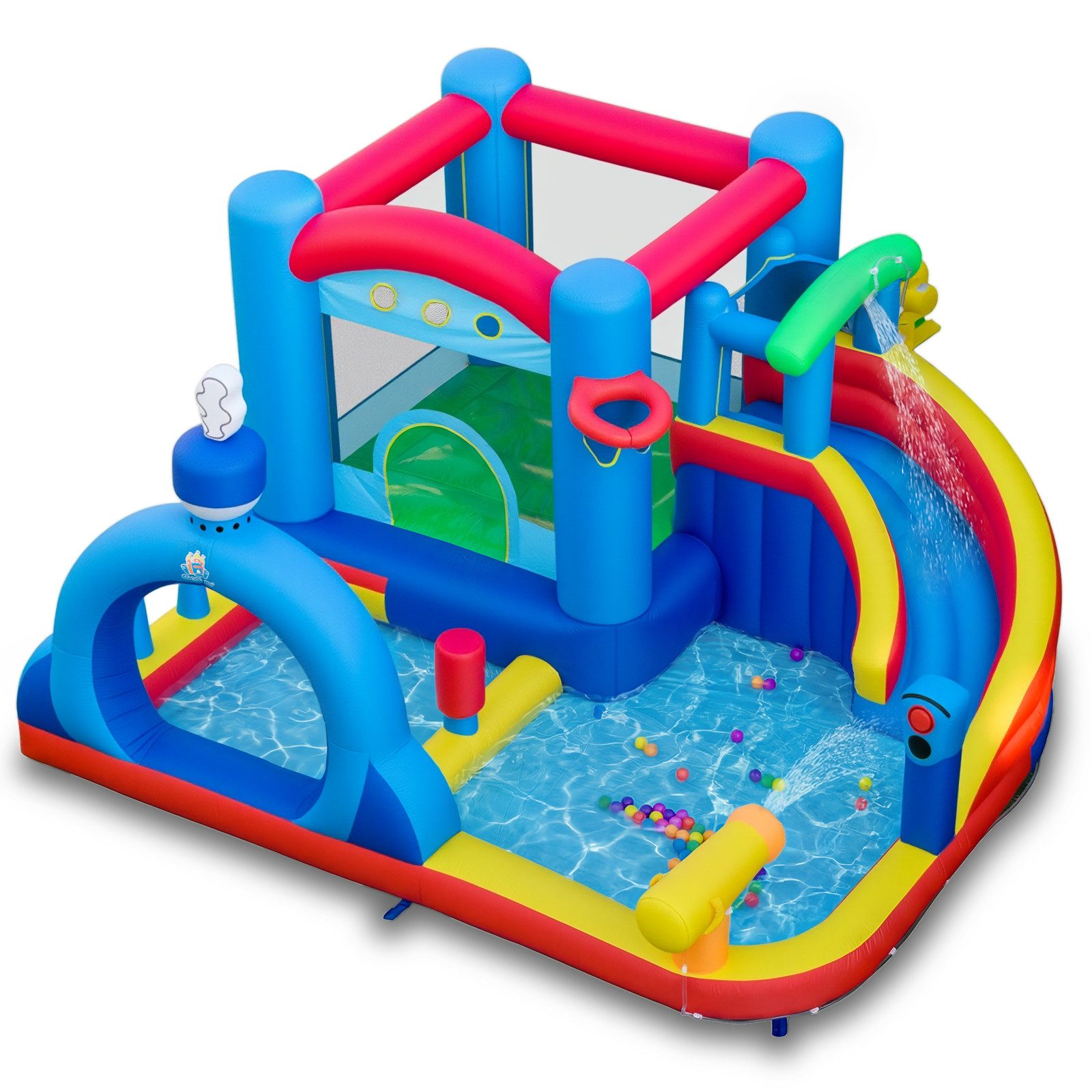 COSTWAY Hüpfburg, (1-tlg), mit Wasserrutsche, Ozeanbälle, Planschbecken, für Kinder