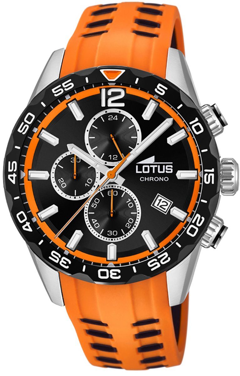 Lotus Quarzuhr »LOTUS Herren Uhr Sport 18590/1 PU«, (Armbanduhr), Herren  Armbanduhr rund, groß (ca. 45mm), PURarmband orange