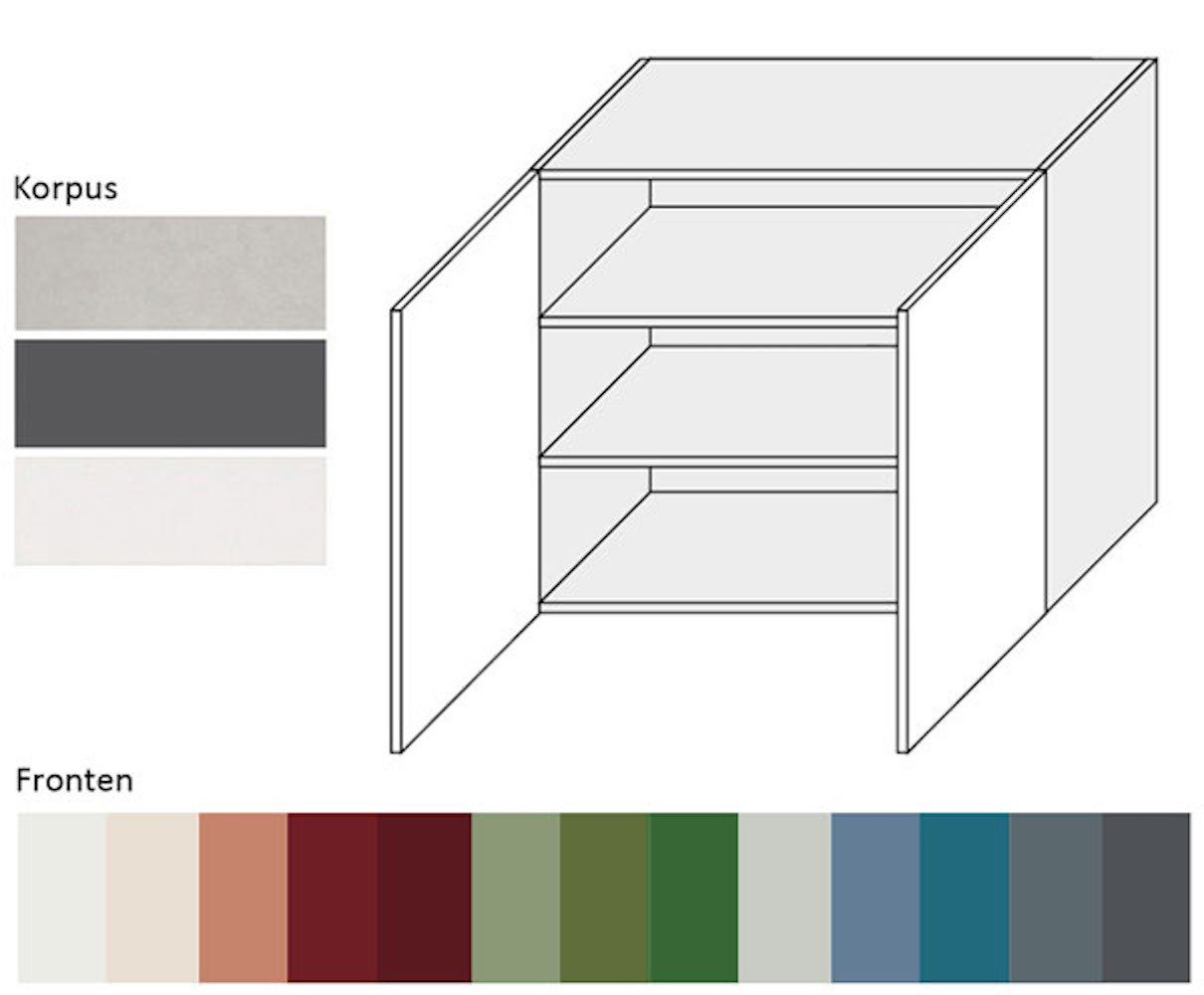 wählbar 2-türig Front- grifflos Florence Klapphängeschrank RAL (Florence) cremeweiß Hochglanz Korpusfarbe 90cm Feldmann-Wohnen und 9001