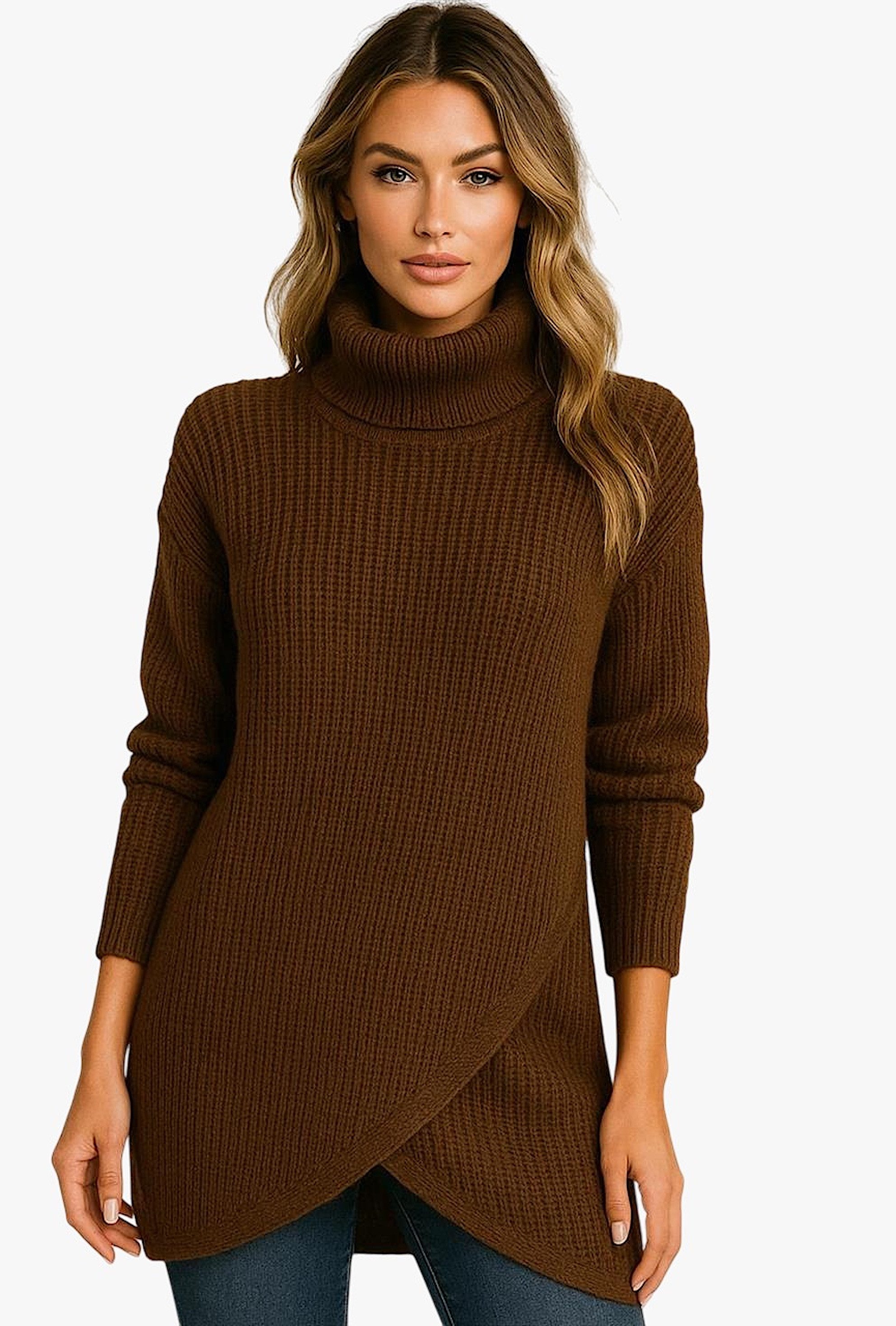 Worldclassca Rollkragenpullover WORLDCLASSCA Strick Rollkragen Pullover Lang Winter Fashion Neue Kollektion - Stilvolle und gemütliche Strickmode für Damen