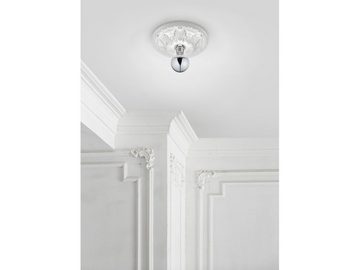 meineWunschleuchte LED Deckenleuchte, LED wechselbar, Warmweiß, Stuckrosette Florentiner Design Gips-lampe Treppenhaus Weiß, Ø30cm
