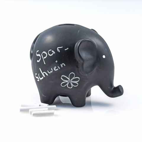 pajoma® Spardose Elefant, Sparschwein, aus Keramik, zum Beschriften, inkl. Kreide