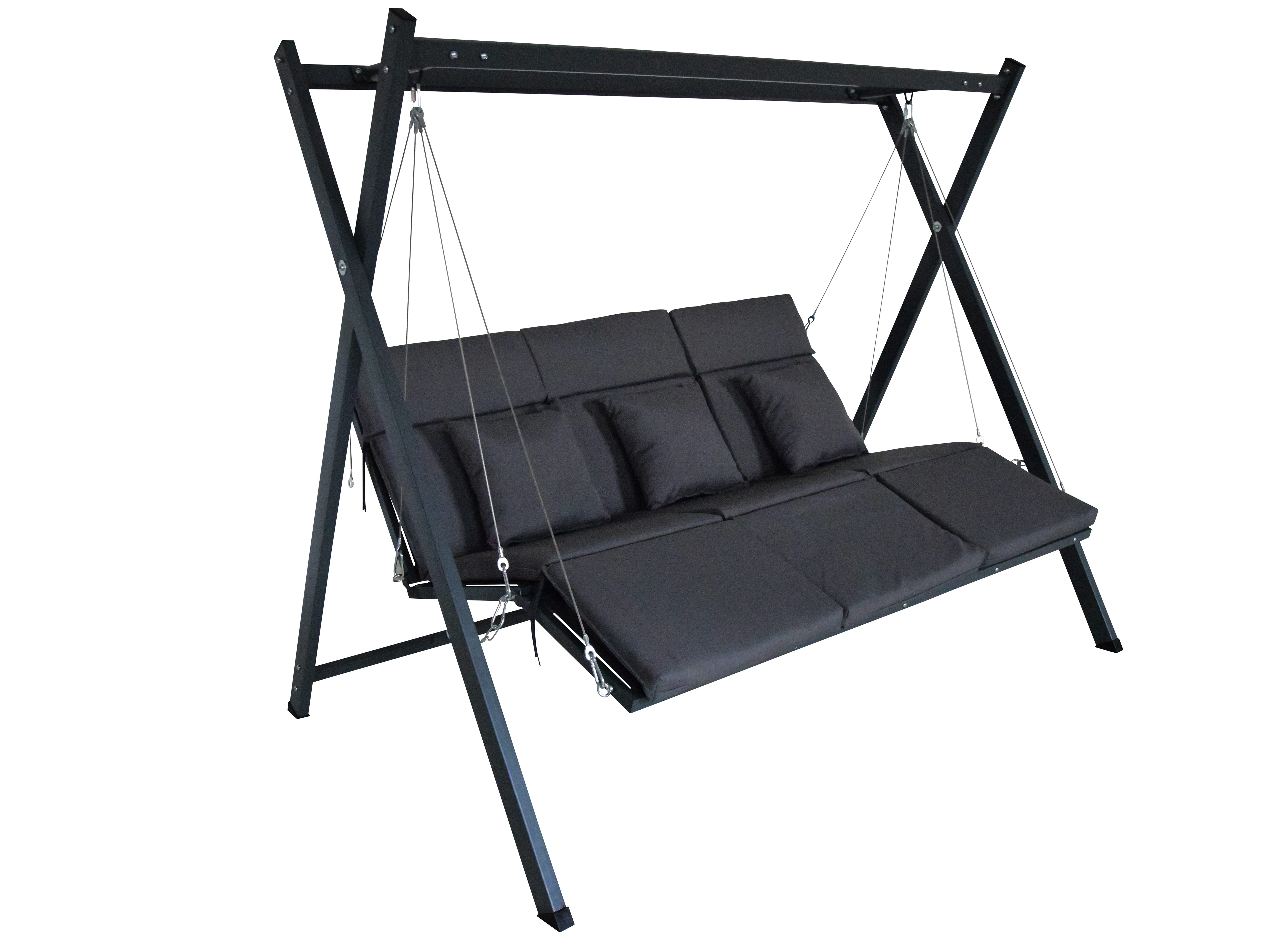 Gardissimo Hollywoodschaukel Gartenschaukel "Alicia 3" - inkl. Liegefunktion, bis 270 kg belastbar, 3-Sitzer, Liegefunktion, inkl. Auflagen und Zierkissen