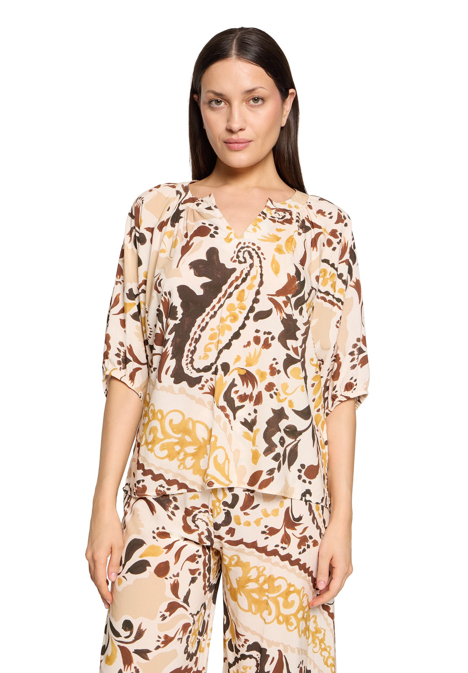 Cartoon Schlupfbluse Damen mit Raffung