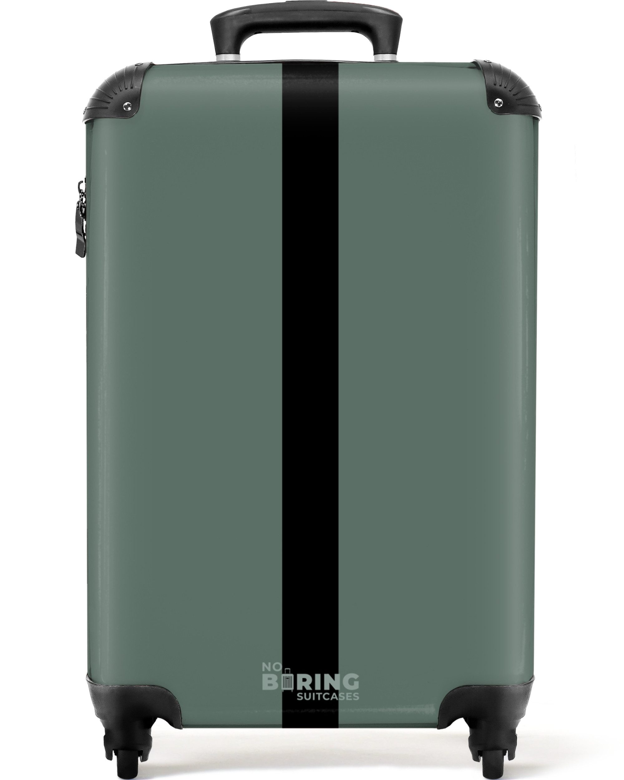 NoBoringSuitcases.com© Hartschalen-Trolley Grün mit schwarzem Streifen günstig online kaufen